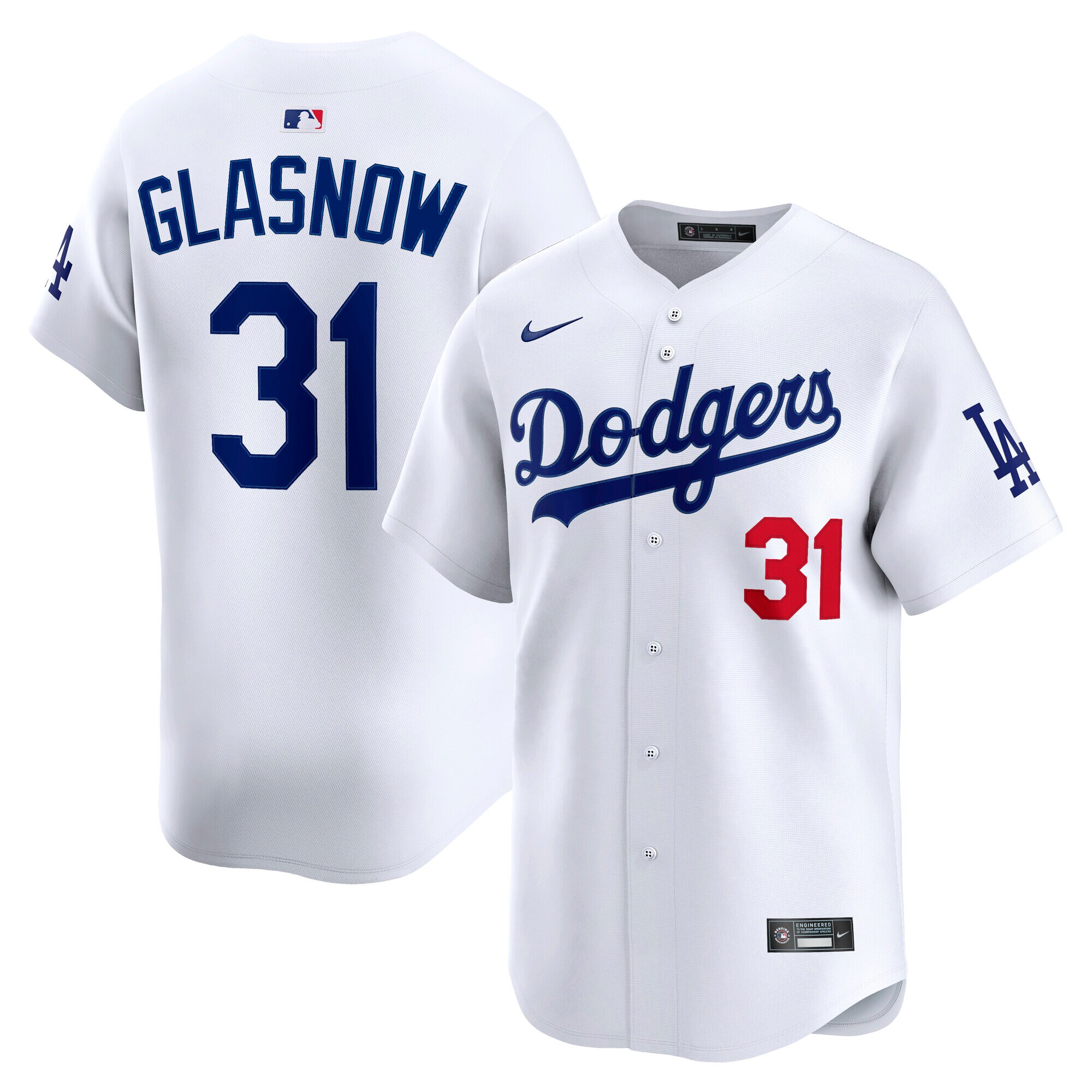 Men's Los Angeles Dodgers Tyler Glasnow White Home Limited Player Jersey
