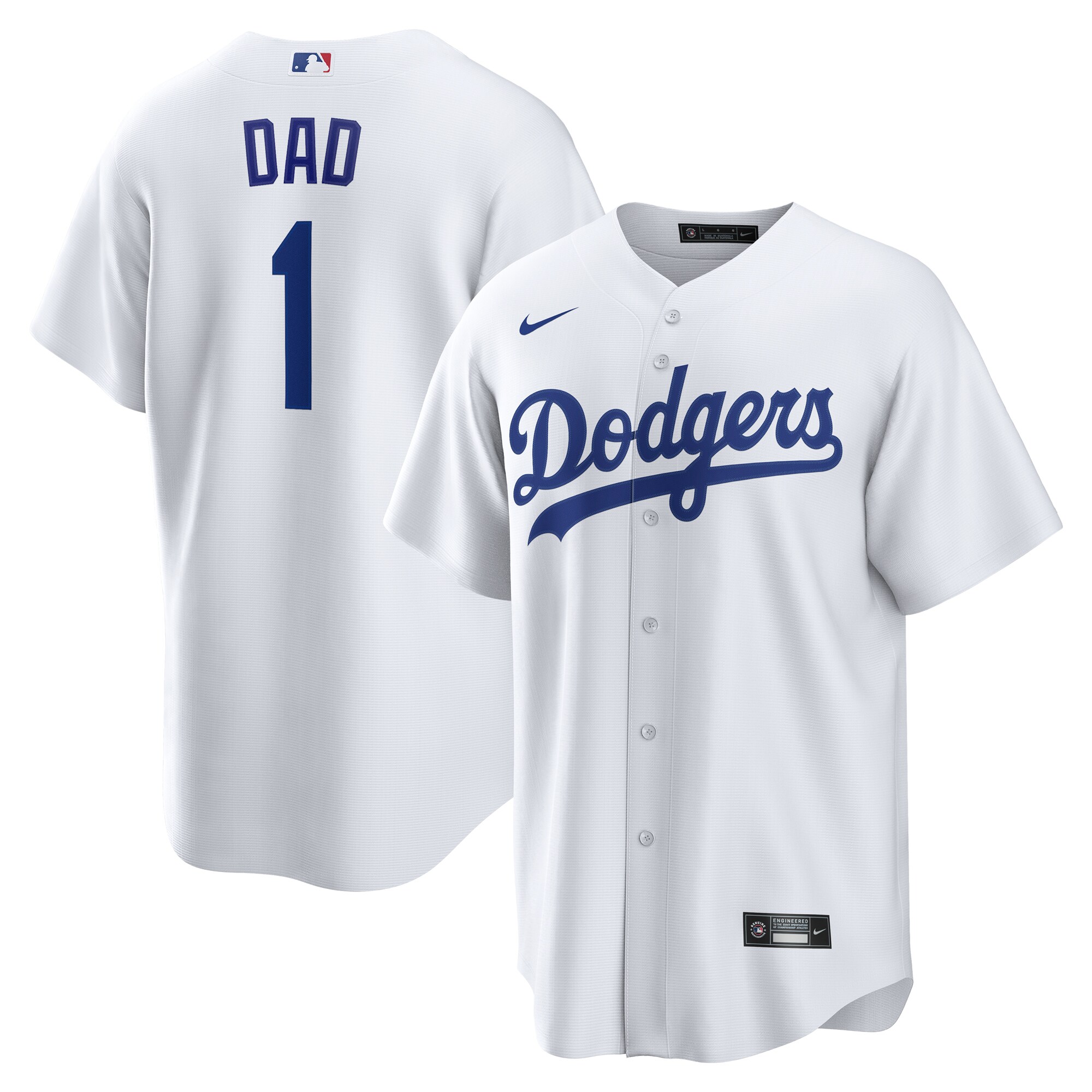 Men's Los Angeles Dodgers White #1 Dad Home Jersey