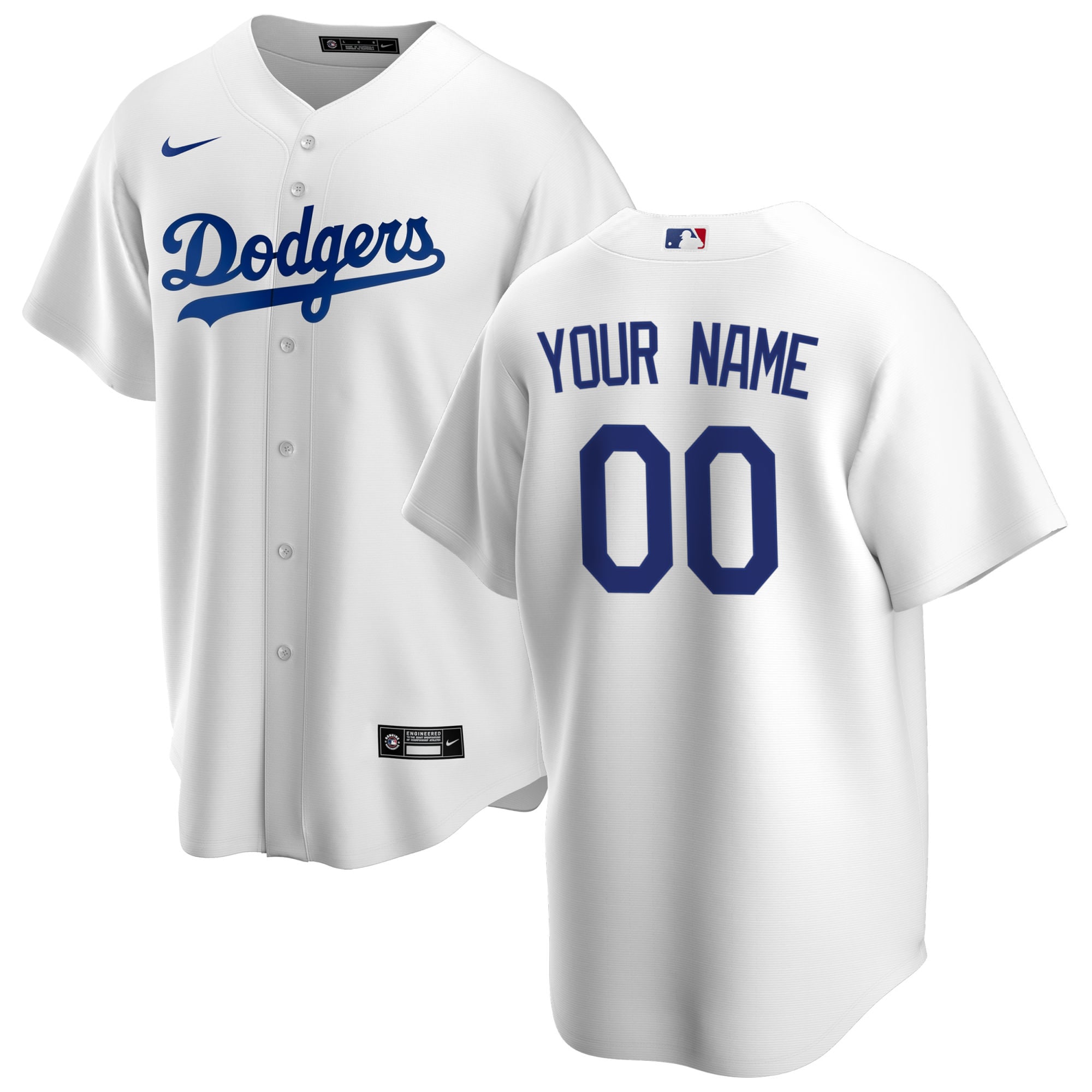 Men's Los Angeles Dodgers White Home Custom Jersey