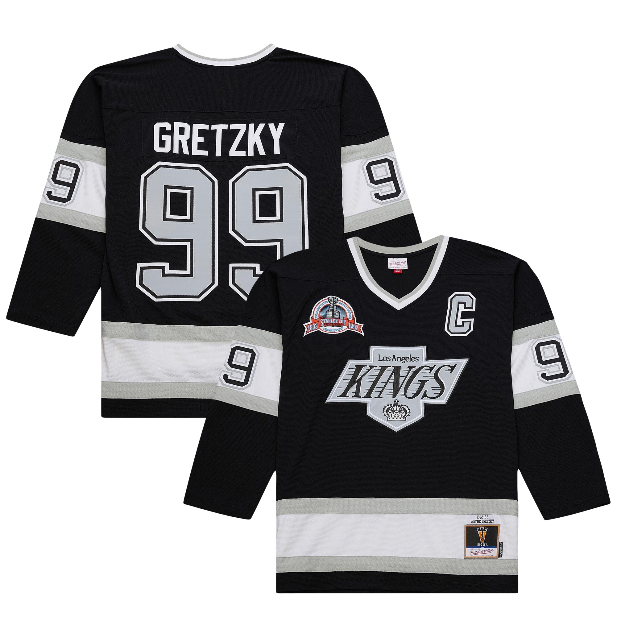 Men's Los Angeles Kings Wayne Gretzky Mitchell & Ness Black Big & Tall 1992/93 Blue Line 2.0 Jersey