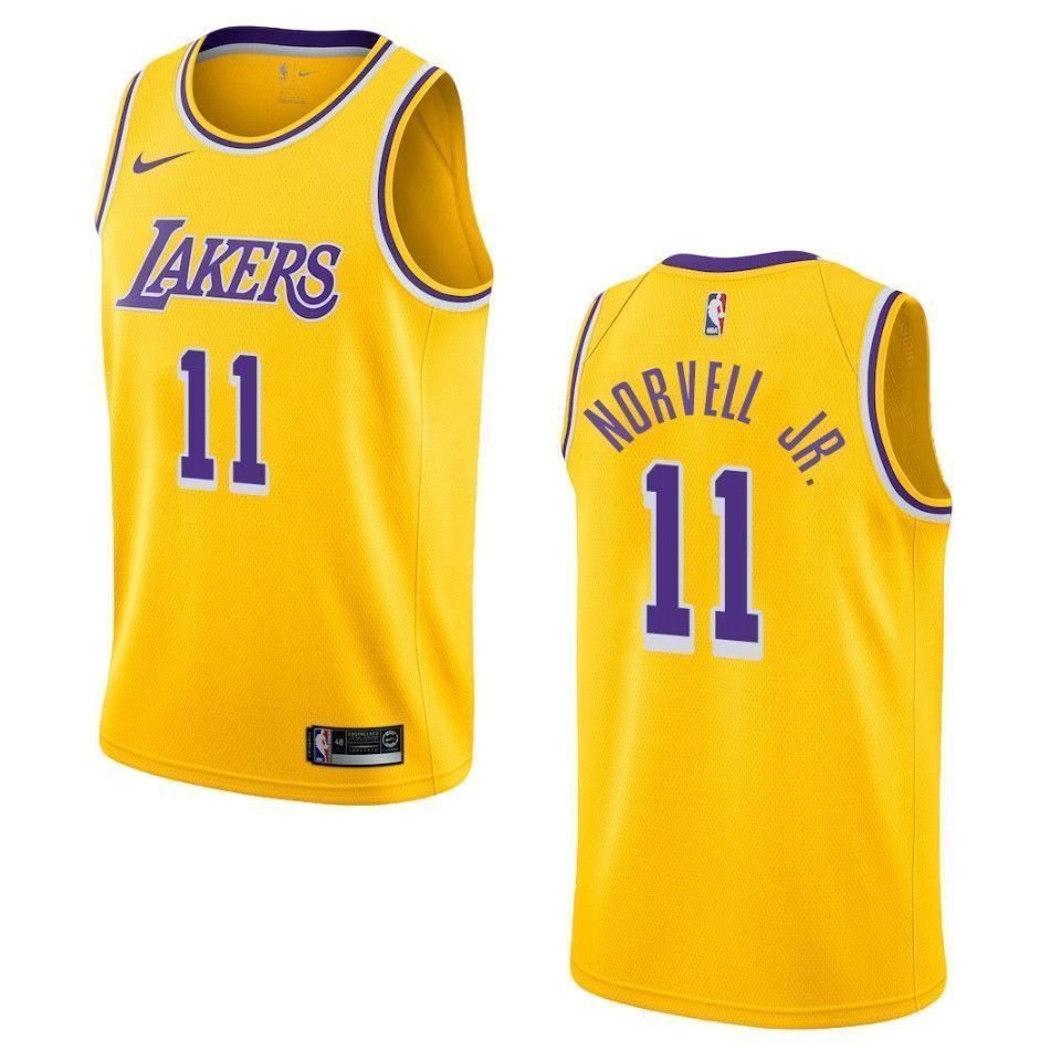 Men's Los Angeles Lakers 11 Zach Norvell Jr. Icon Swingman Jersey - Gold
