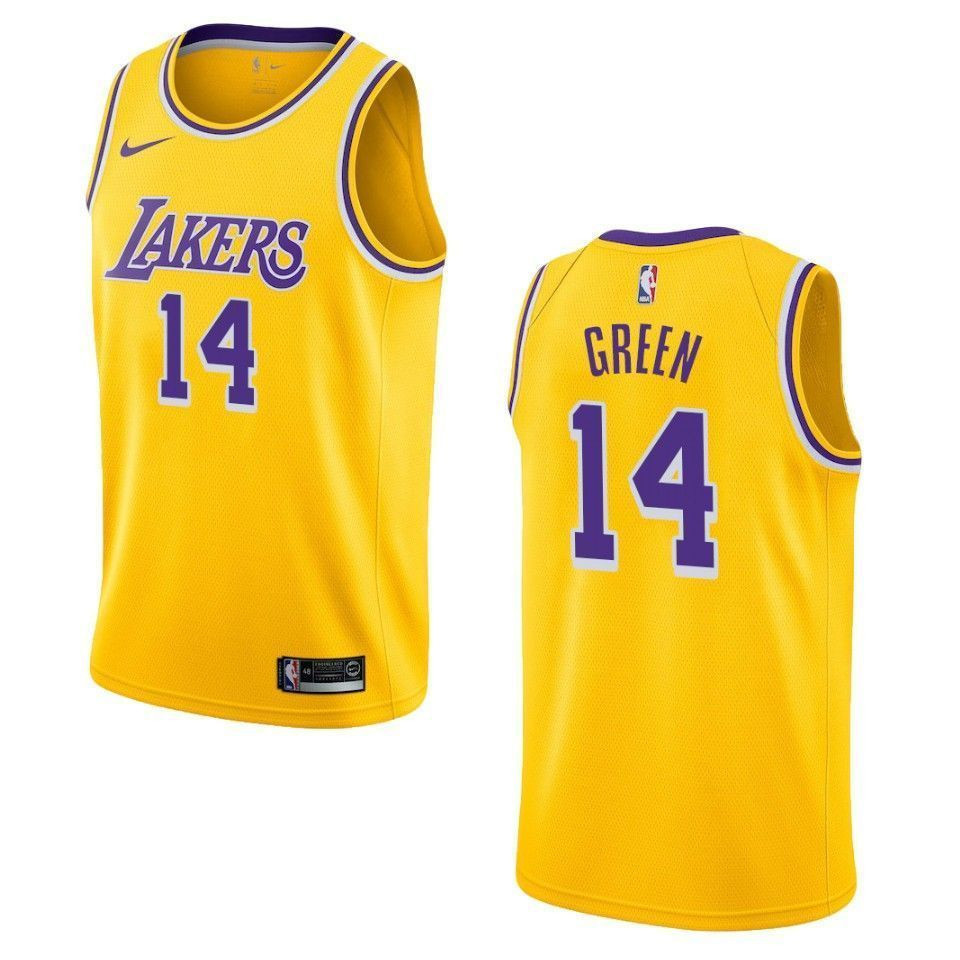 Men's Los Angeles Lakers 14 Danny Green Icon Swingman Jersey - Yellow