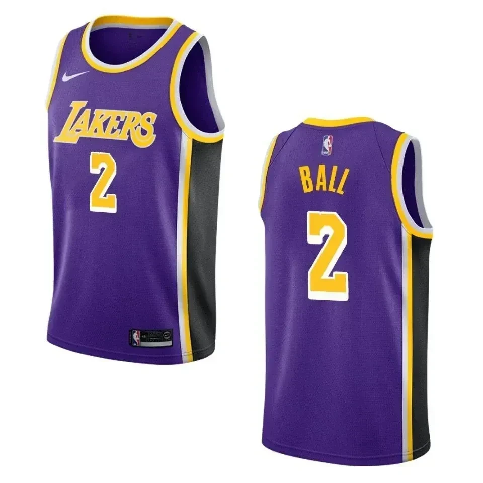 Men's Los Angeles Lakers 2 Lonzo Ball Statement Swingman Jersey - Purple