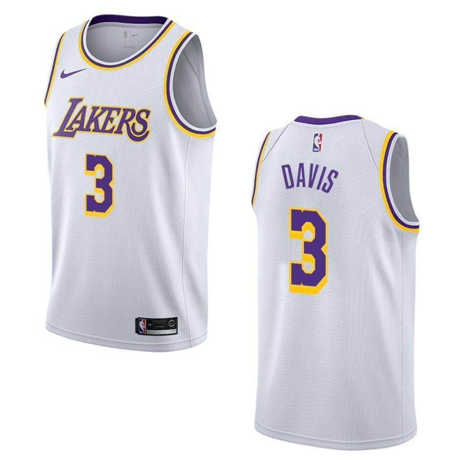 Men's Los Angeles Lakers 3 Anthony Davis Association Swingman Jersey - White