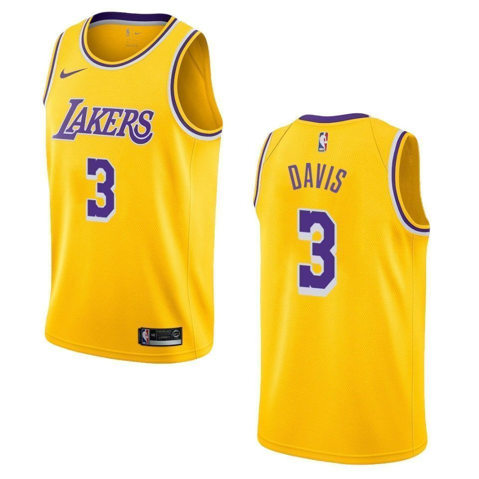 Men's Los Angeles Lakers 3 Anthony Davis Icon Swingman Jersey - Gold