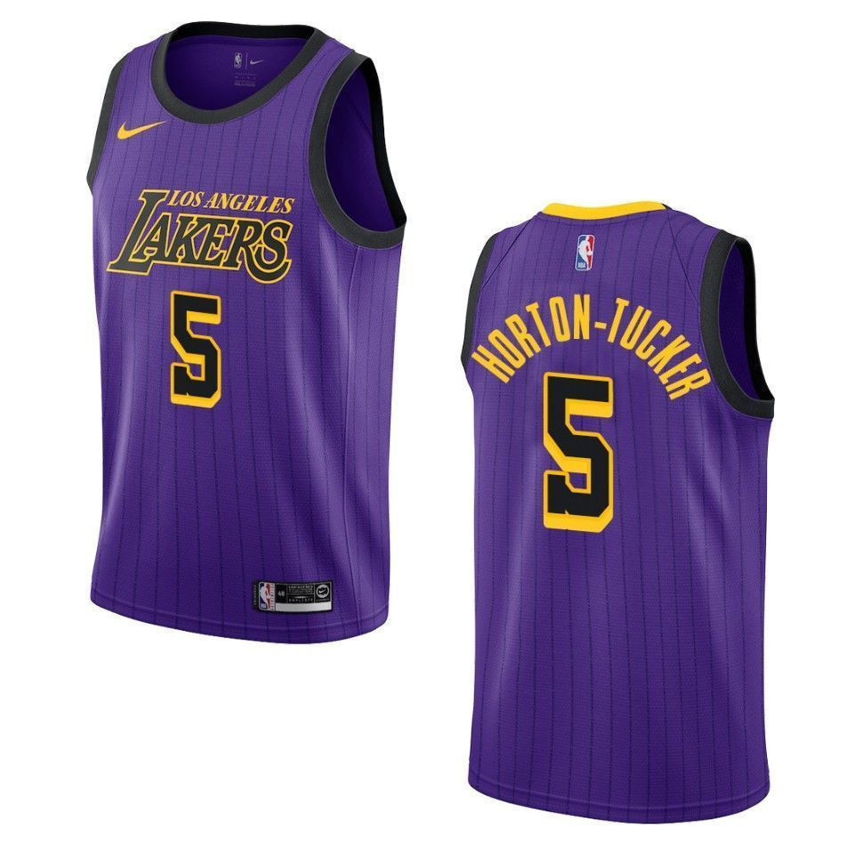Men's Los Angeles Lakers 5 Talen Horton-tucker City Swingman Jersey - Purple