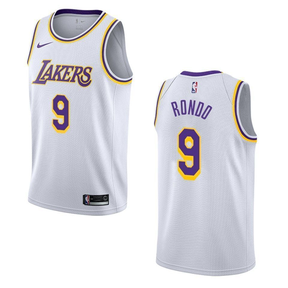 Men's Los Angeles Lakers 9 Rajon Rondo Association Swingman Jersey - White