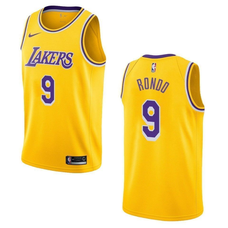Men's Los Angeles Lakers 9 Rajon Rondo Icon Swingman Jersey - Gold