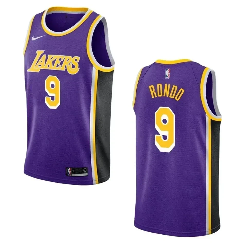 Men's Los Angeles Lakers 9 Rajon Rondo Statement Swingman Jersey - Purple