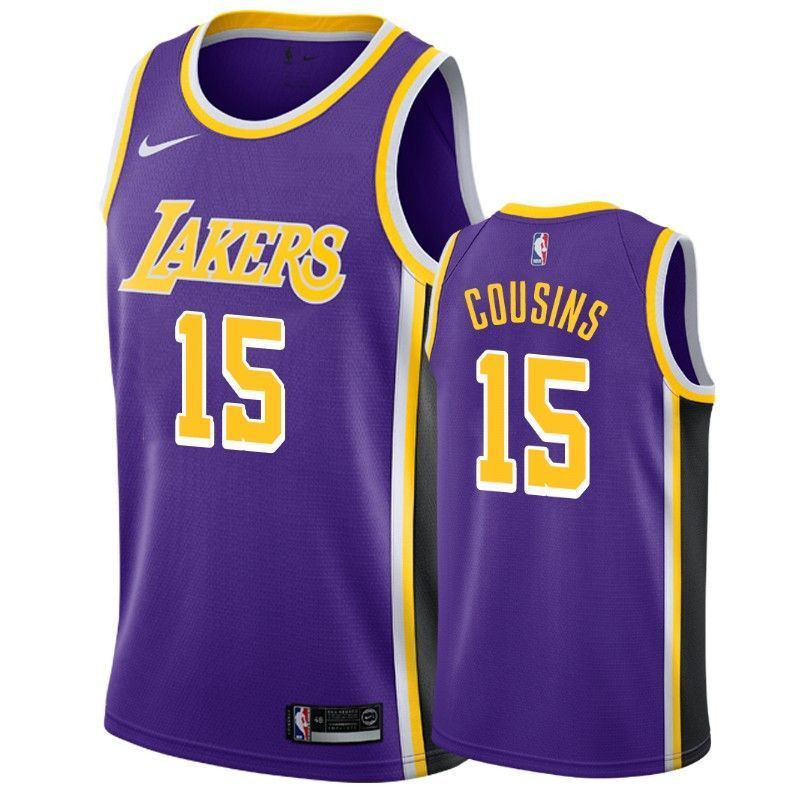 Men's Los Angeles Lakers Demarcus Cousins 15 Statet Jersey