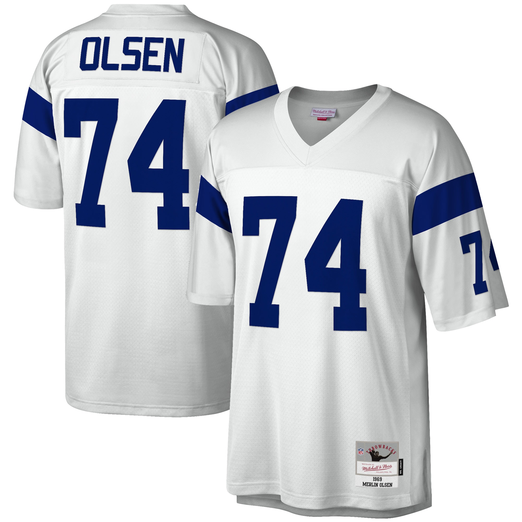Men's Los Angeles Rams Merlin Olsen Mitchell & Ness White Legacy Jersey Js9649