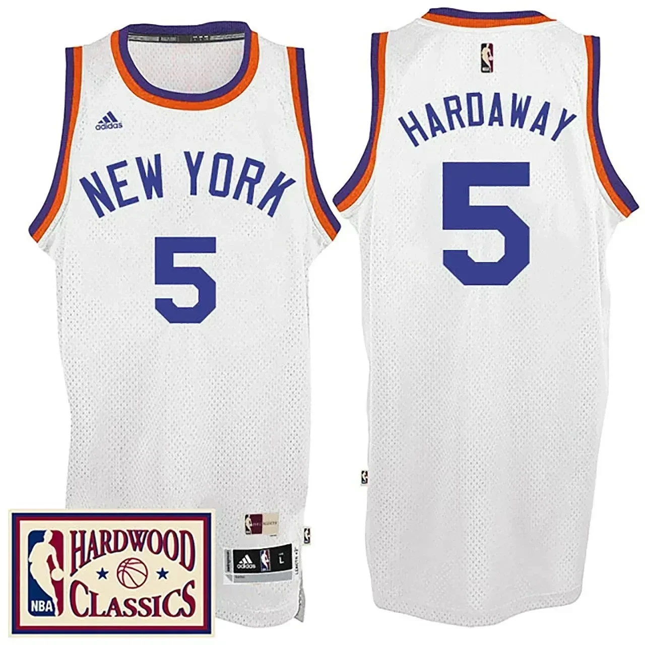 Men's Male 2016-17 Season New York Knicks 5 Hardwood Classics Throwback White Jersey Tim Hardaway Jersey
