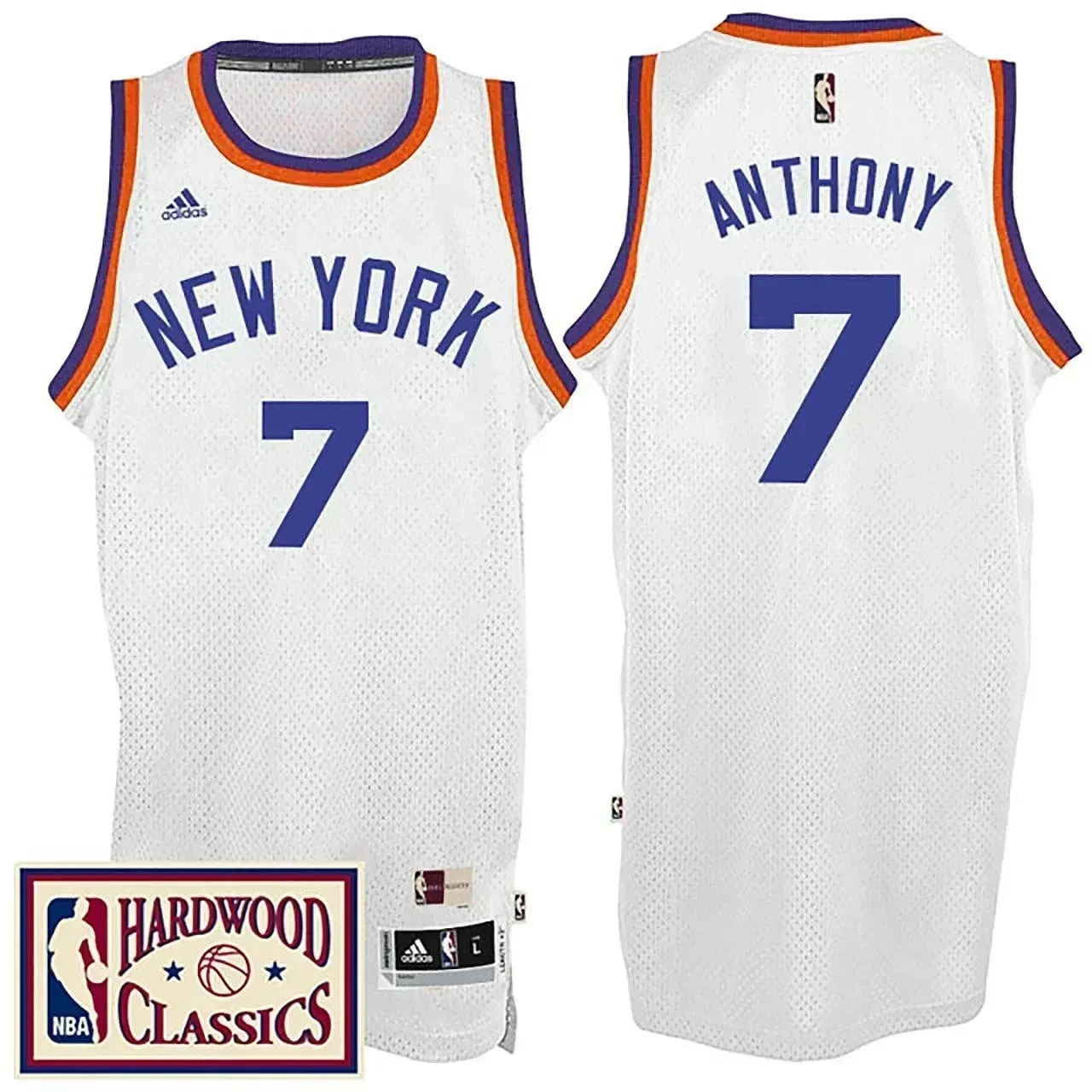 Men's Male 2016-17 Season New York Knicks 7 Hardwood Classics Throwback White Jersey Carmelo Anthony Jersey