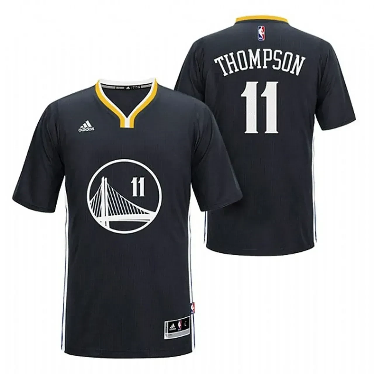 Men's Male Klay Thompson Golden State Warriors 11 2014-15 New Swingman Black Jersey With Sleeves Jersey