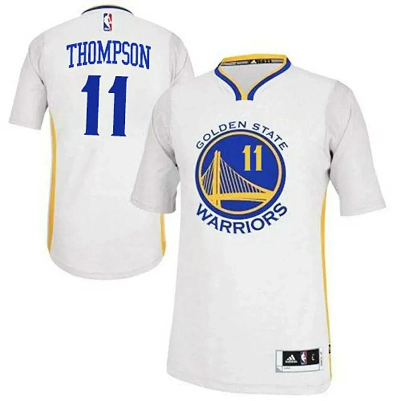 Men's Male Klay Thompson Golden State Warriors 11 2014-15 New Swingman White Jersey With Sleeves Jersey