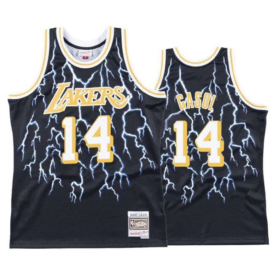 Men's Marc Gasol 14 Los Angeles Lakers Black Lightning Jersey