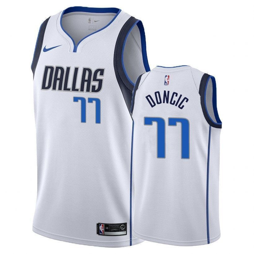 Men's Mavericks Male Luka Doncic 77 Association White Jersey