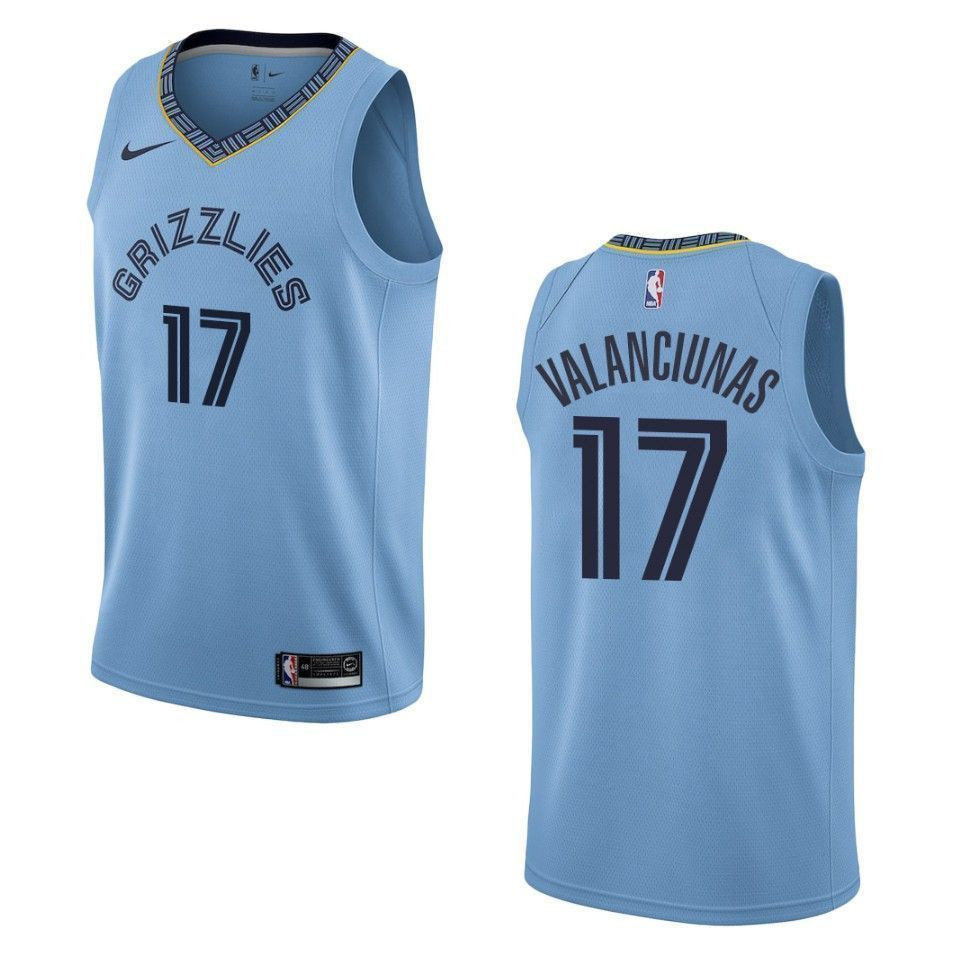 Men's Memphis Grizzlies 17 Jonas Valanciunas Statement Swingman Jersey - Blue