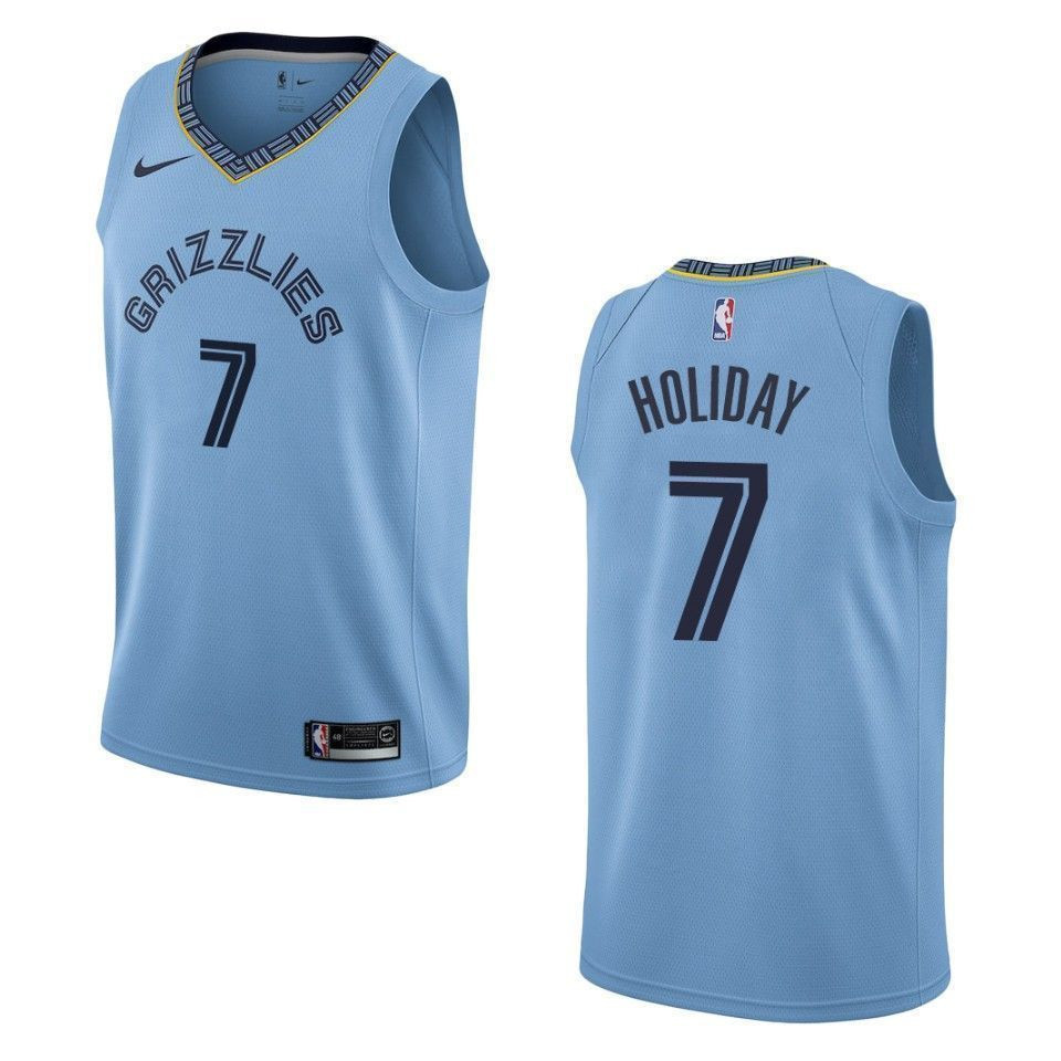 Men's Memphis Grizzlies 7 Justin Holiday Statement Swingman Jersey - Blue
