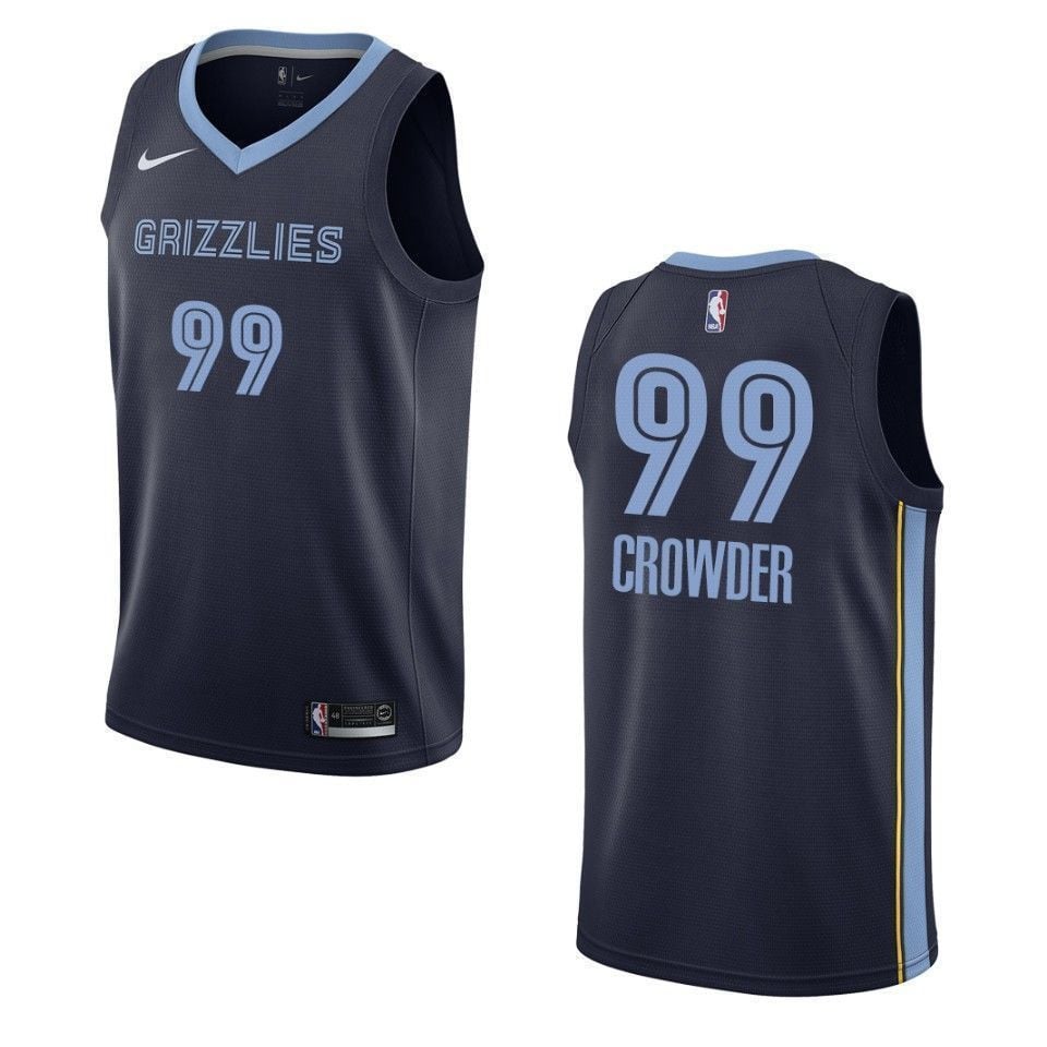 Men's Memphis Grizzlies 99 Jae Crowder Icon Swingman Jersey - Navy