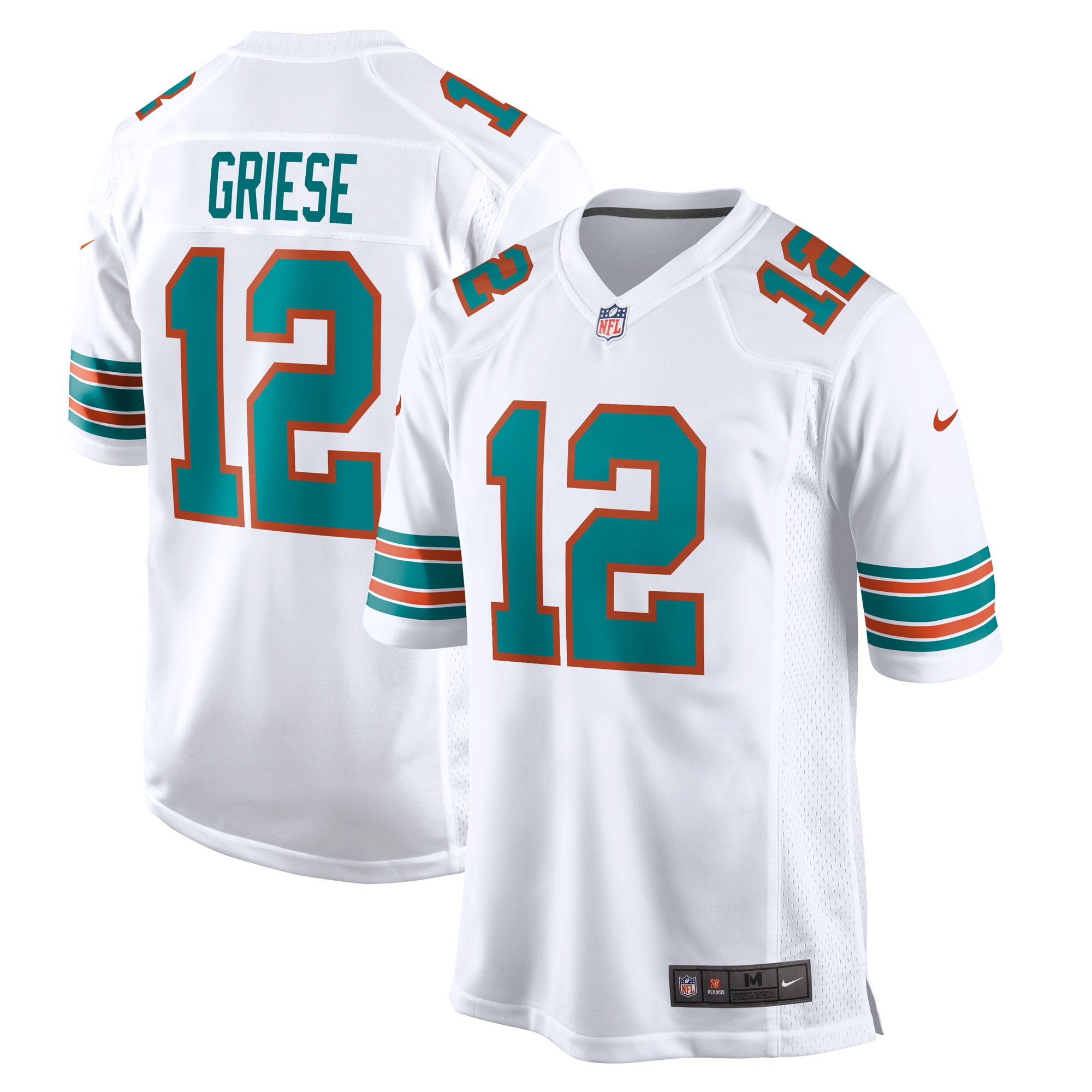 Men's Miami Dolphins Bob Griese White Retired Player Jersey Js6836