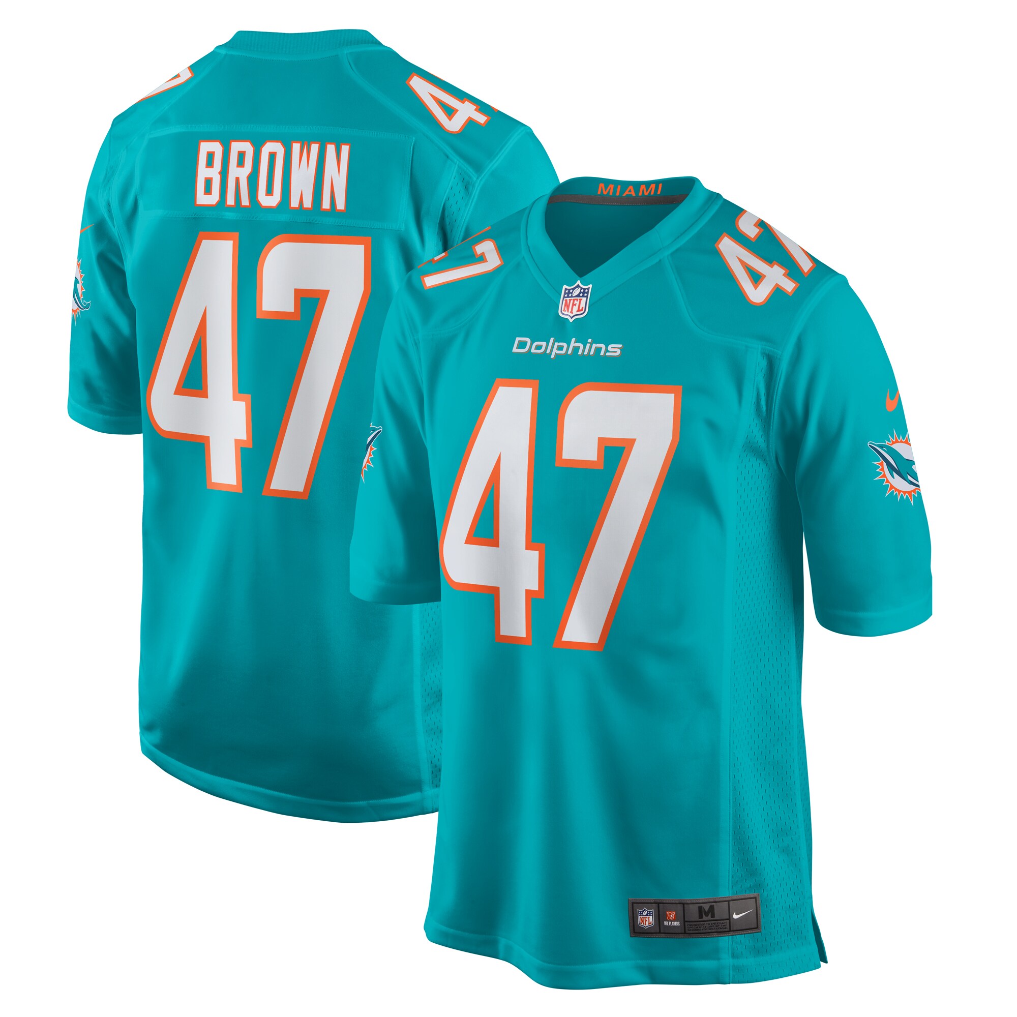 Men's Miami Dolphins Cam Brown Aqua Game Jersey Js7997