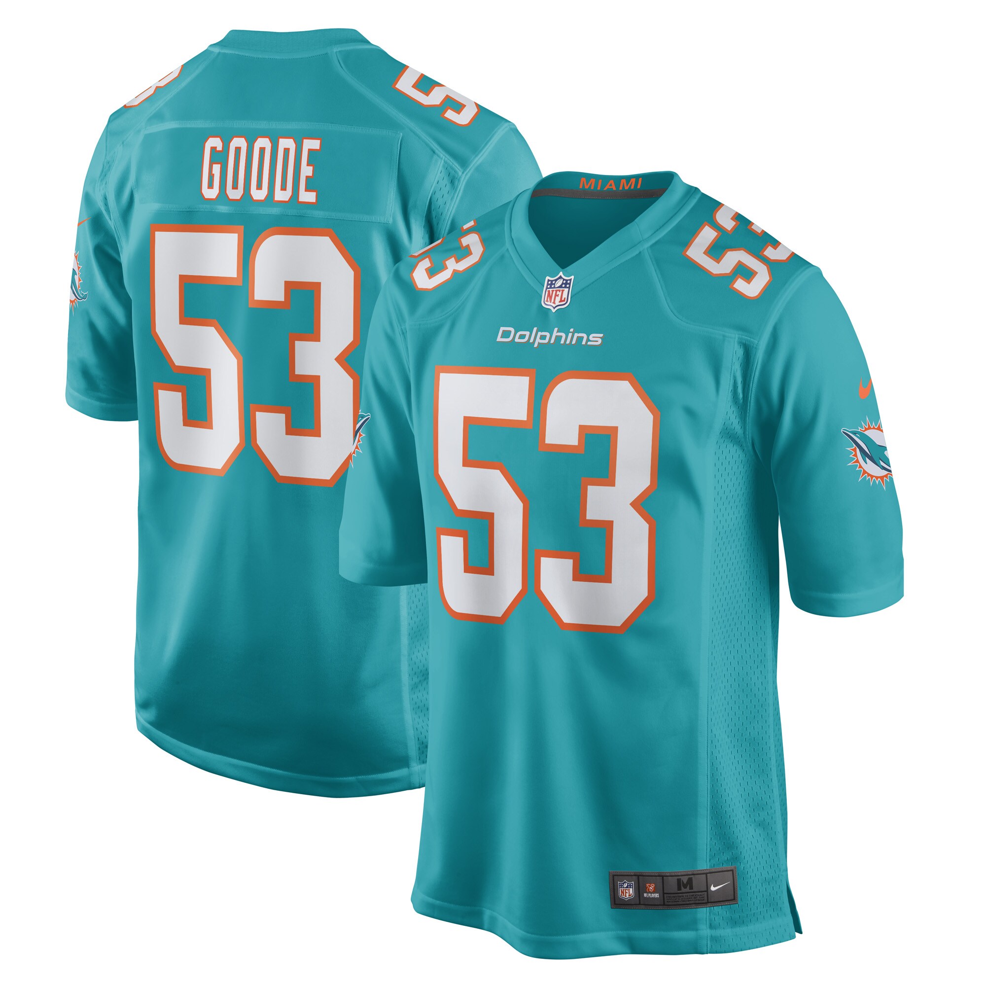 Men's Miami Dolphins Cameron Goode Aqua Game Player Jersey Js4525