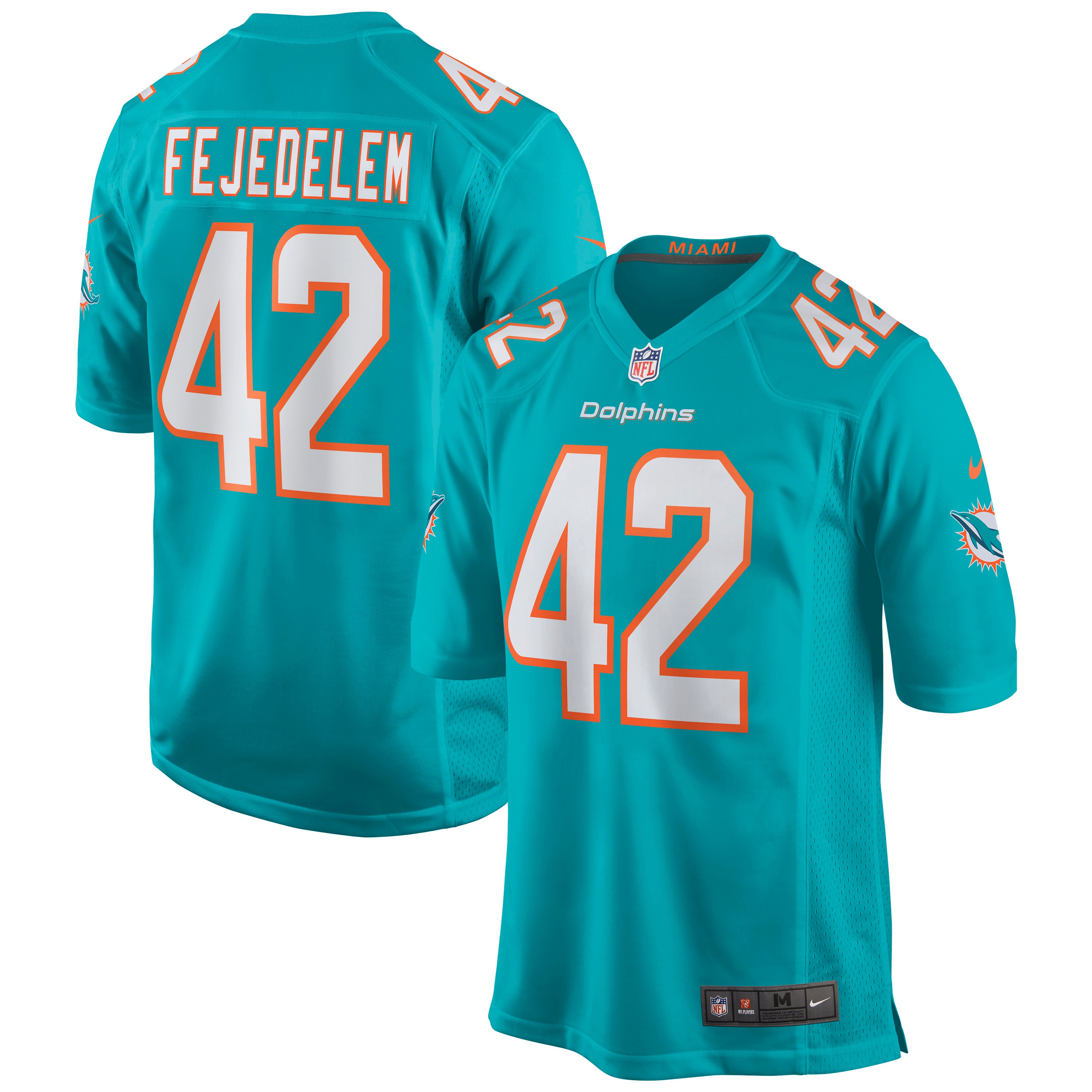 Men's Miami Dolphins Clayton Fejedelem Aqua Game Jersey Js4733