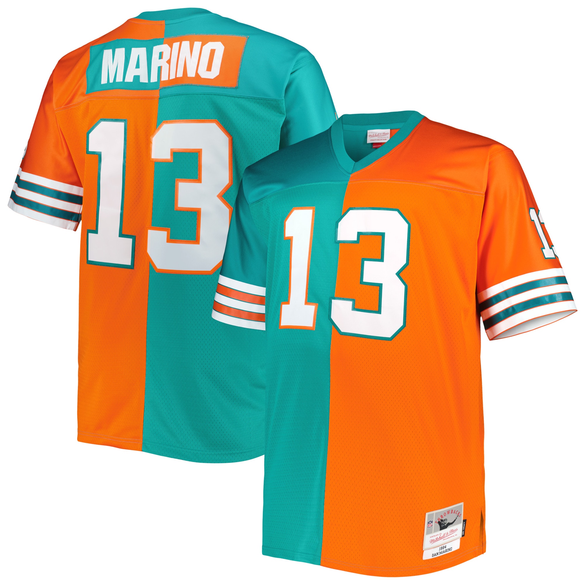 Men's Miami Dolphins Dan Marino Mitchell & Ness Aqua/orange Big & Tall Split Legacy Retired Player Jersey Js8837