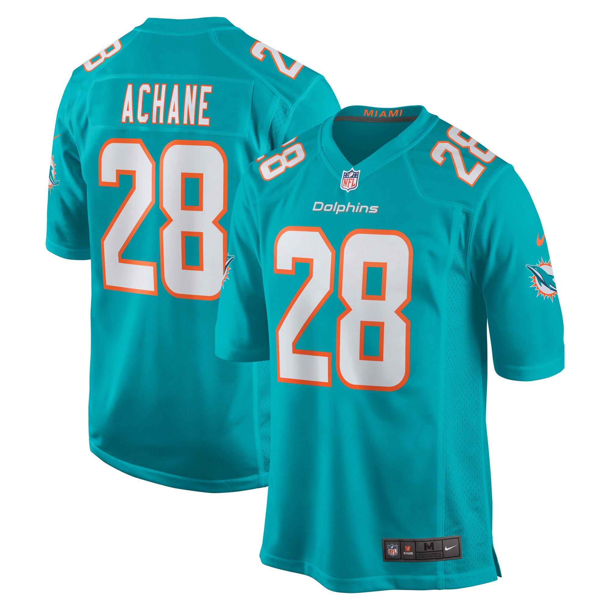 Men's Miami Dolphins Devon Achane Aqua Player Game Jersey Js7173