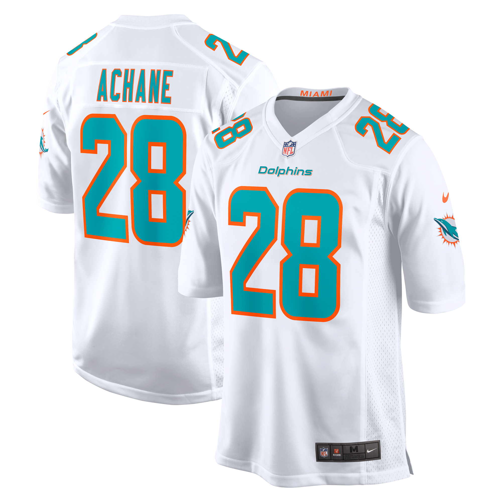 Men's Miami Dolphins Devon Achane White Player Game Jersey Js4171