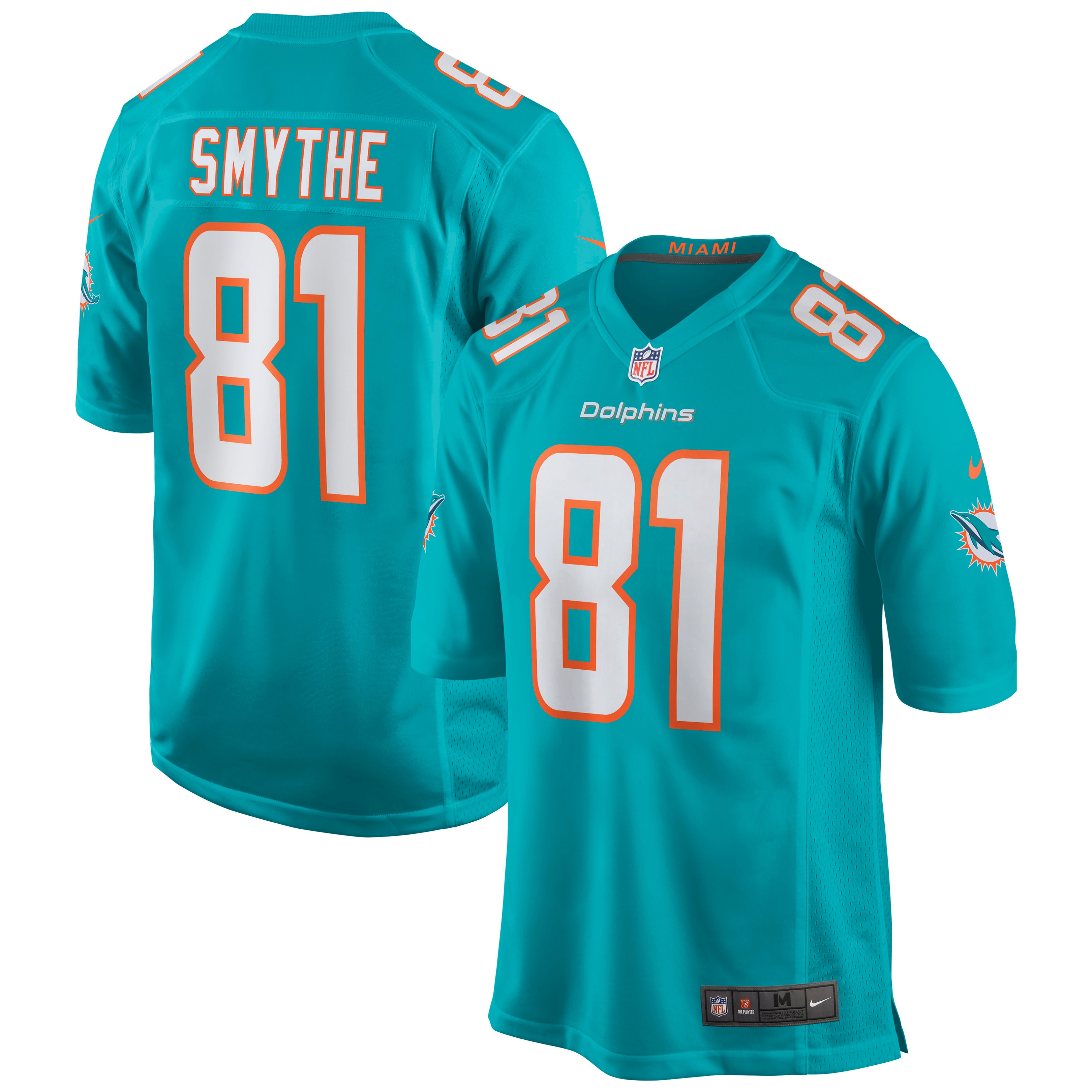 Men's Miami Dolphins Durham Smythe Aqua Game Jersey Js3017