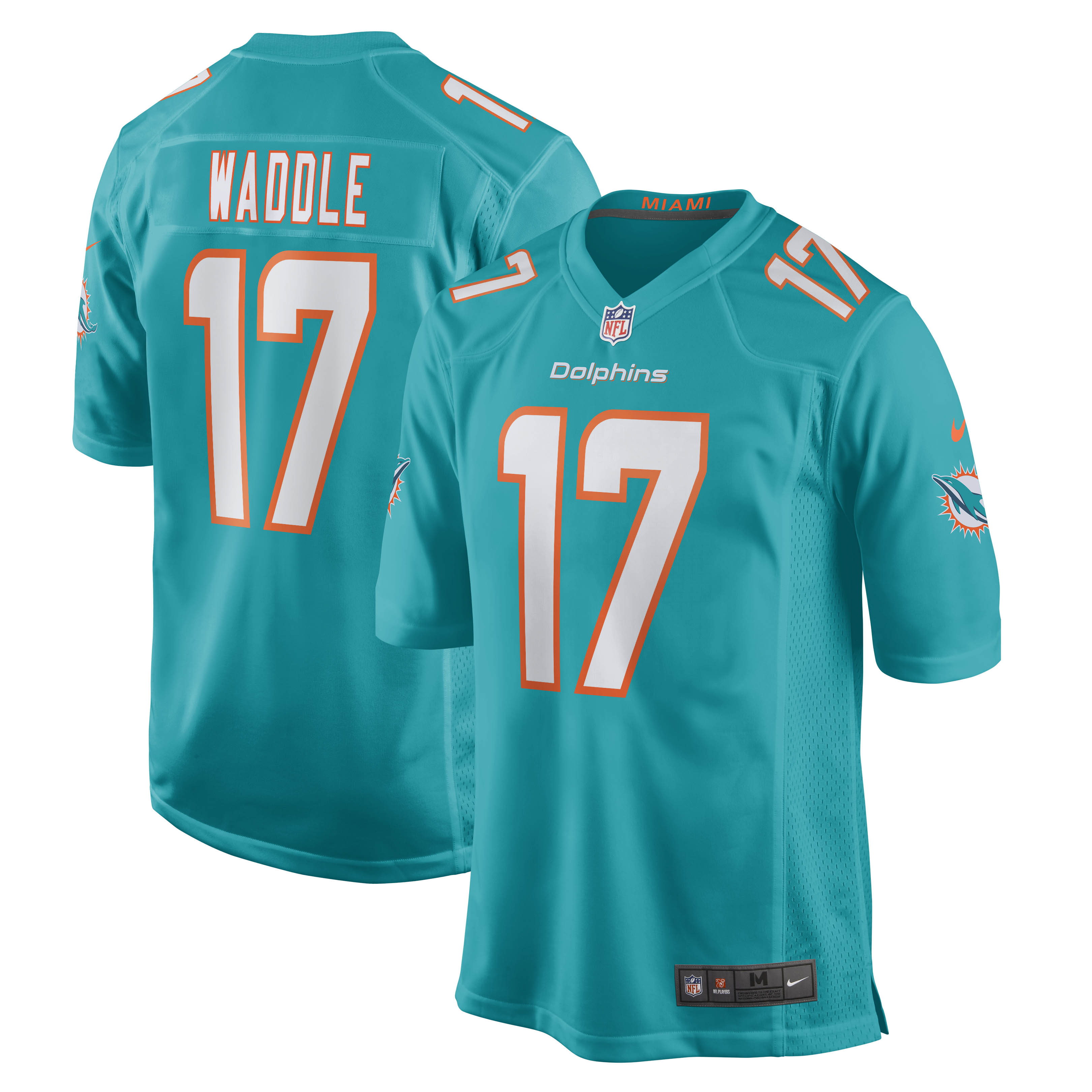 Men's Miami Dolphins Jaylen Waddle Aqua Game Player Jersey Js7364