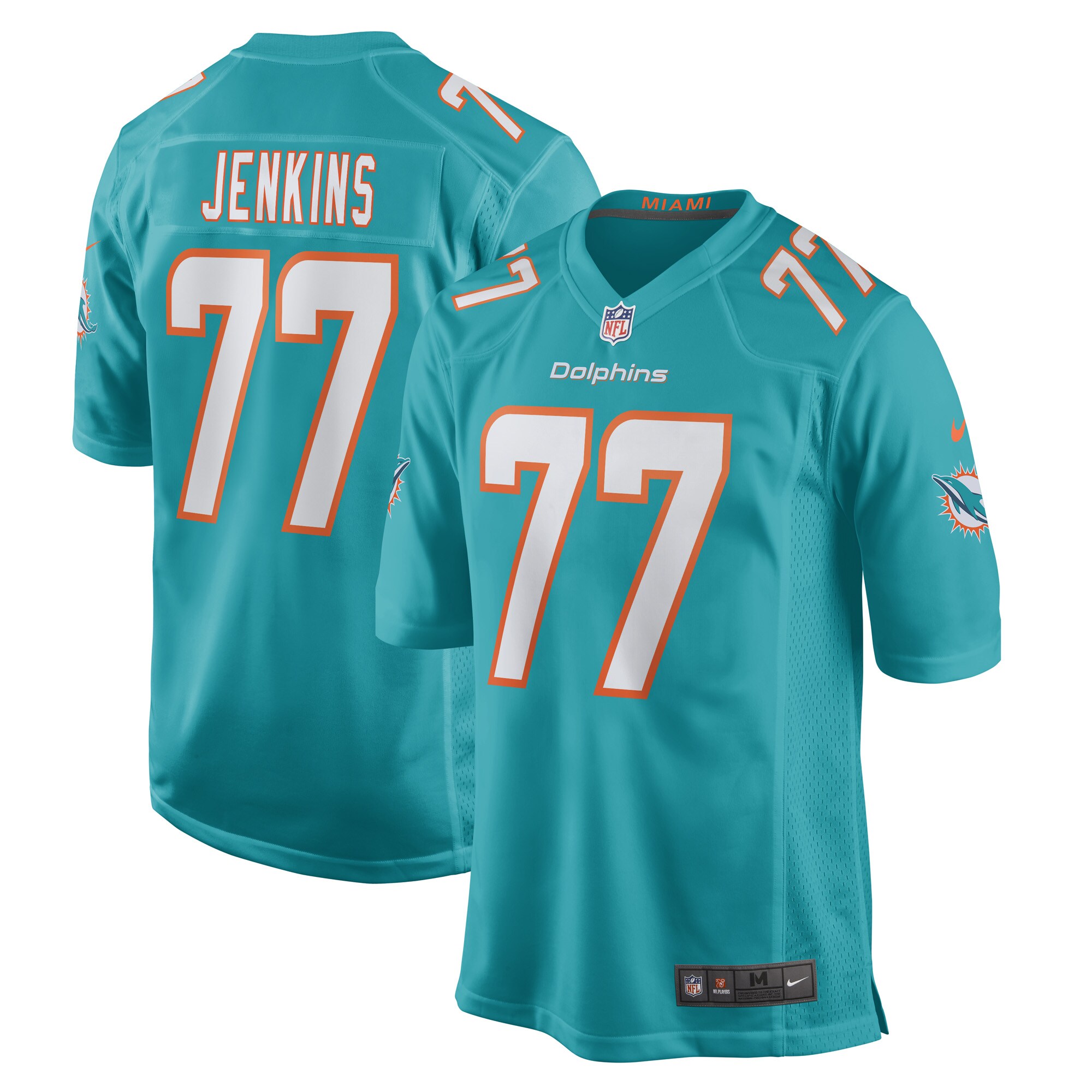 Men's Miami Dolphins John Jenkins Aqua Game Player Jersey Js3417