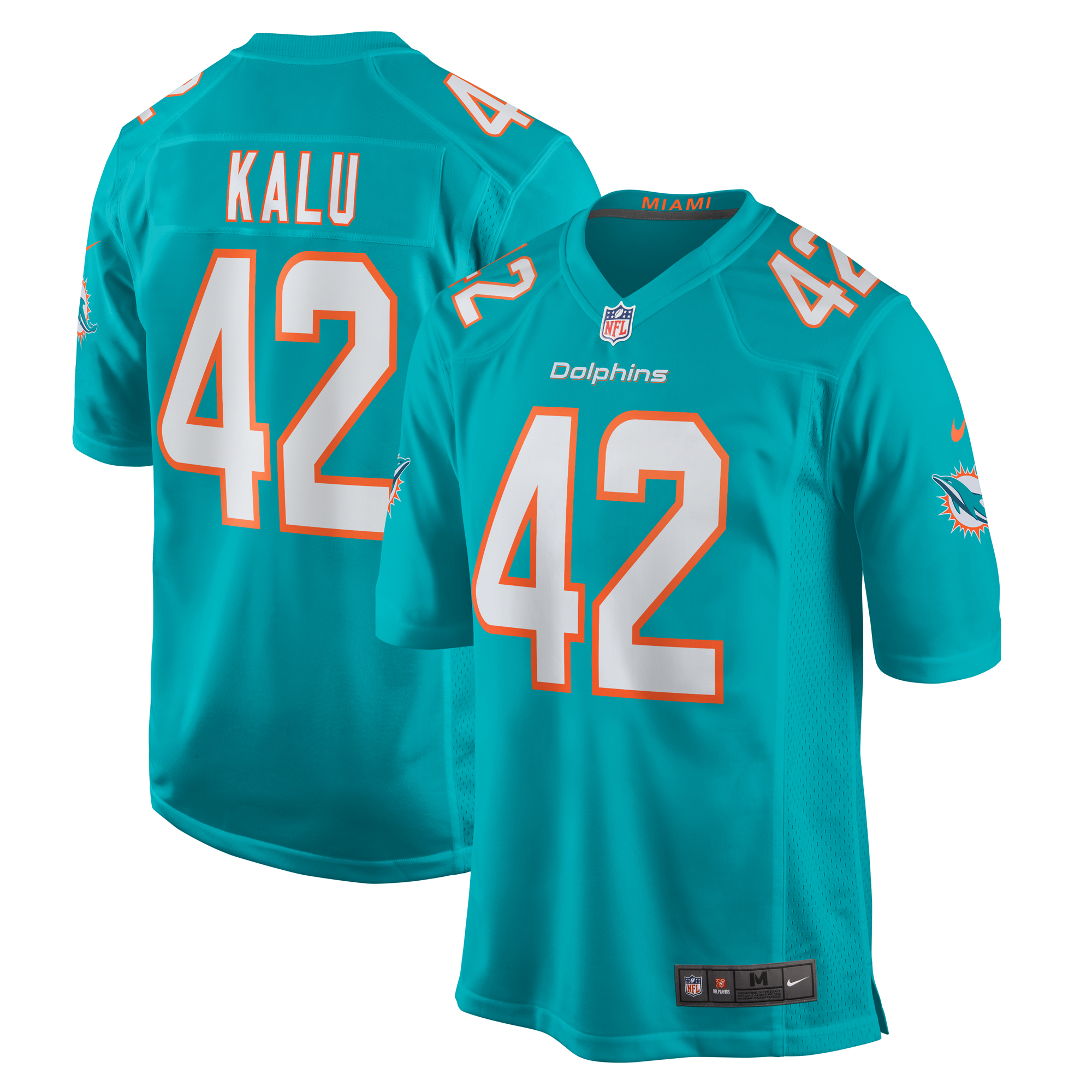 Men's Miami Dolphins Joshua Kalu Aqua Team Game Jersey Js1354