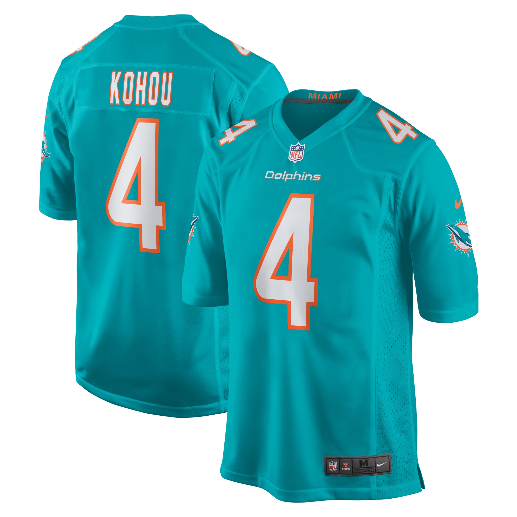 Men's Miami Dolphins Kader Kohou Aqua Game Player Jersey Js5498