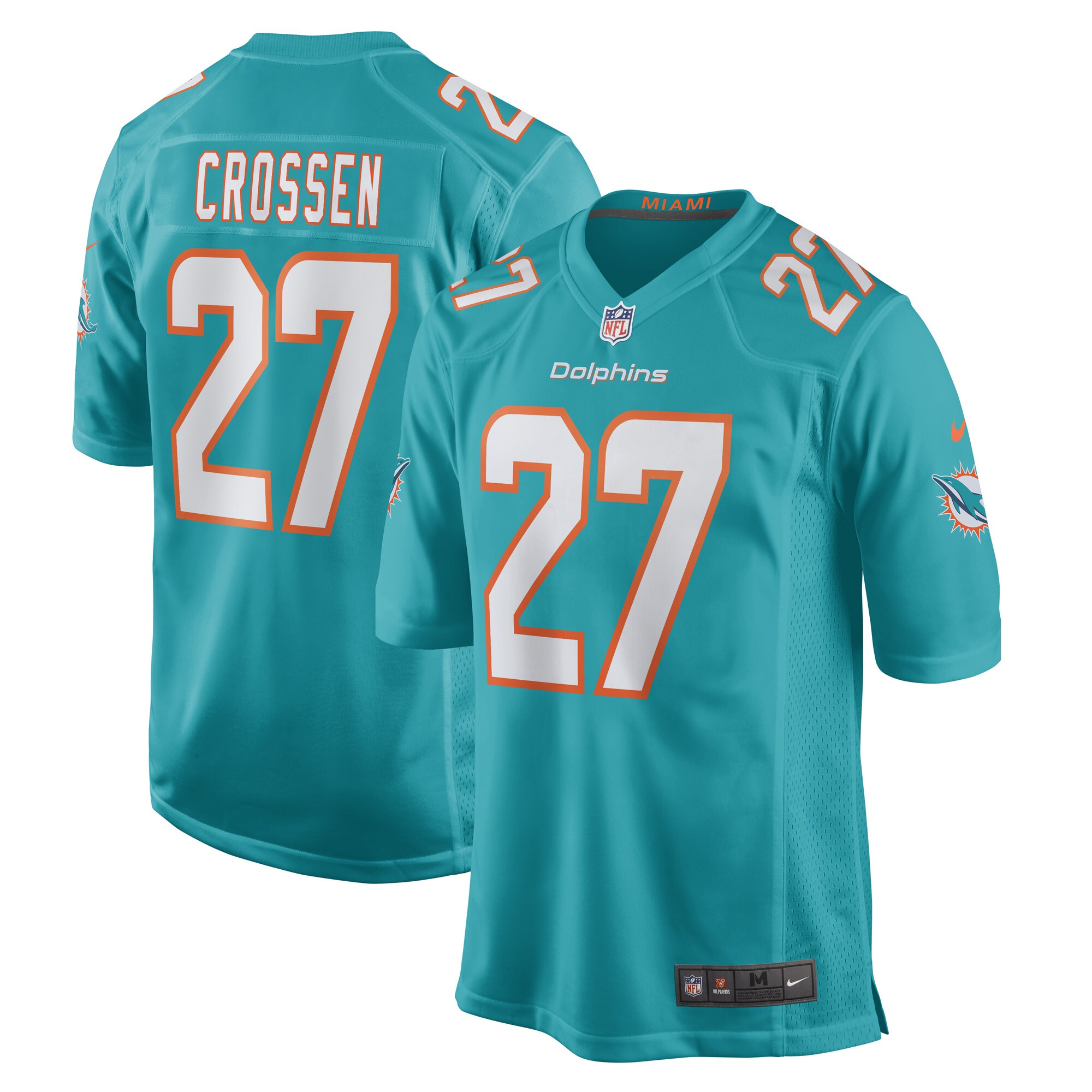 Men's Miami Dolphins Keion Crossen Aqua Game Player Jersey Js1737