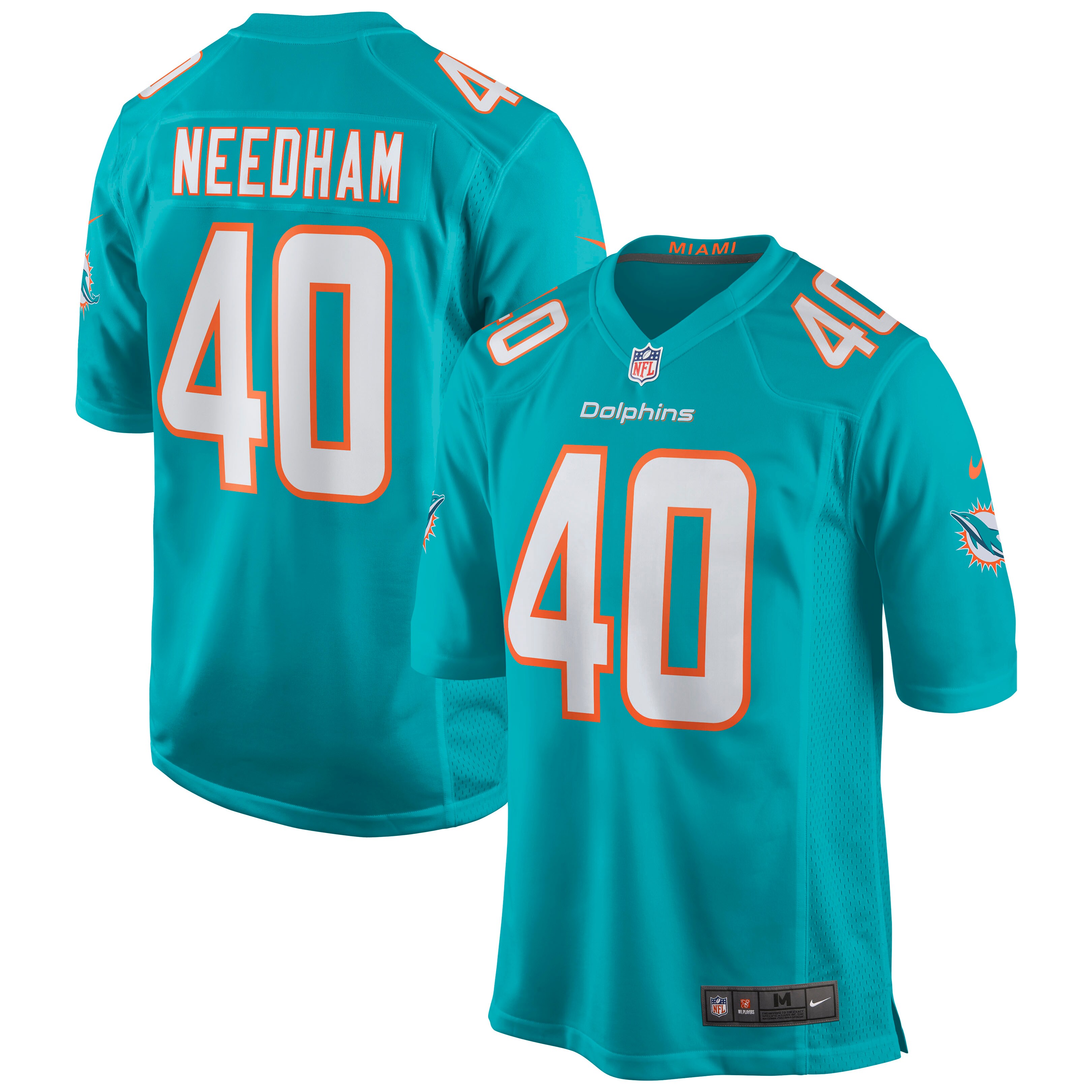 Men's Miami Dolphins Nik Needham Aqua Game Jersey Js1514