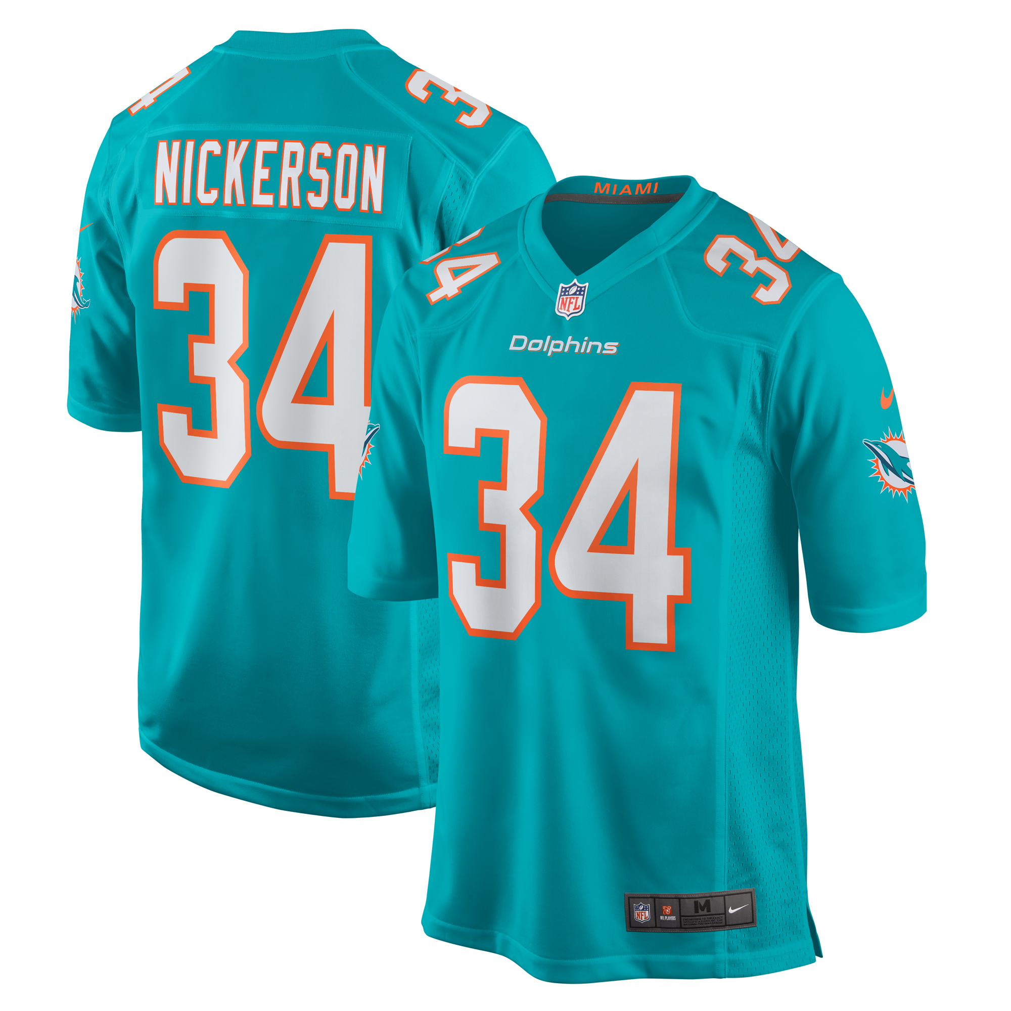 Men's Miami Dolphins Parry Nickerson Aqua Team Game Jersey Js5074
