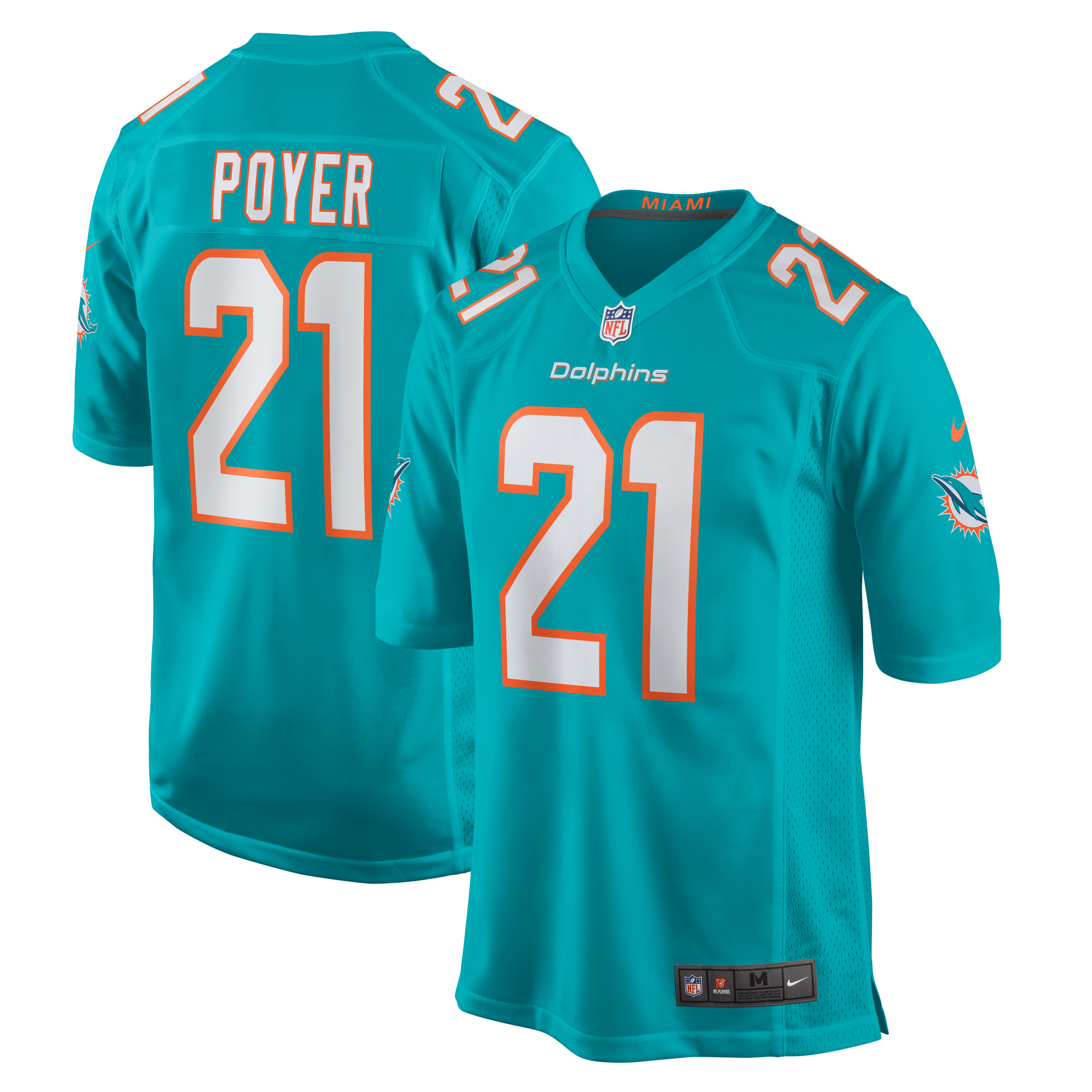 Men's Miami Dolphins Poyer Aqua Game Jersey Js7908