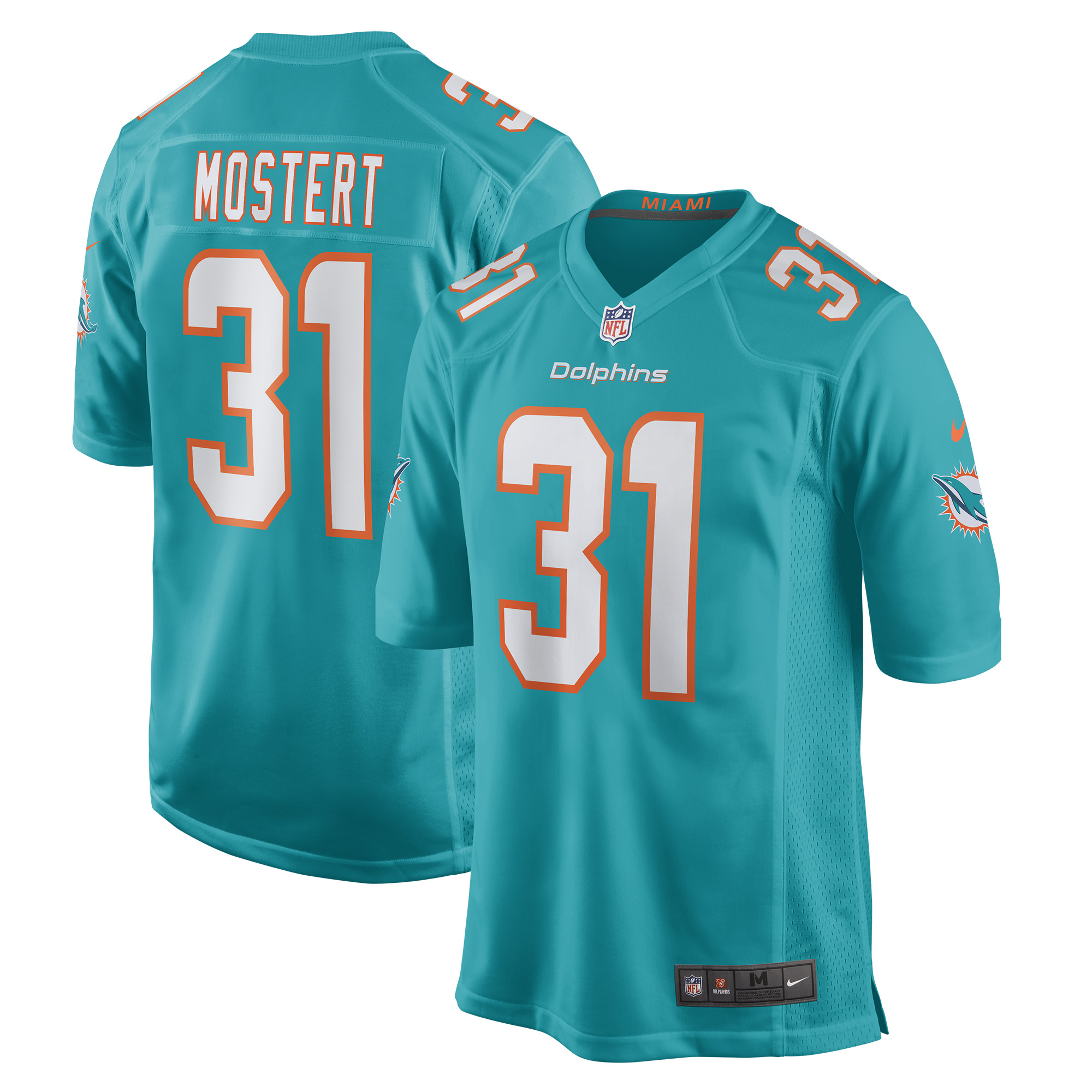 Men's Miami Dolphins Raheem Mostert Aqua Game Jersey Js3568