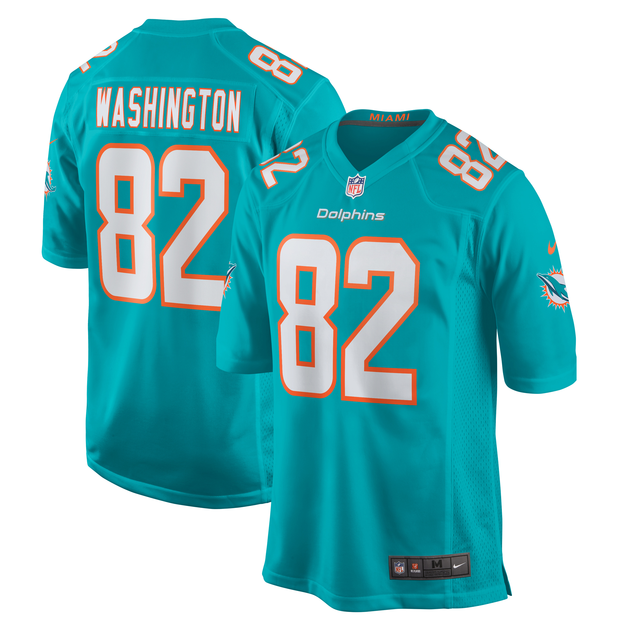 Men's Miami Dolphins Tahj Washington Aqua Game Jersey Js6587