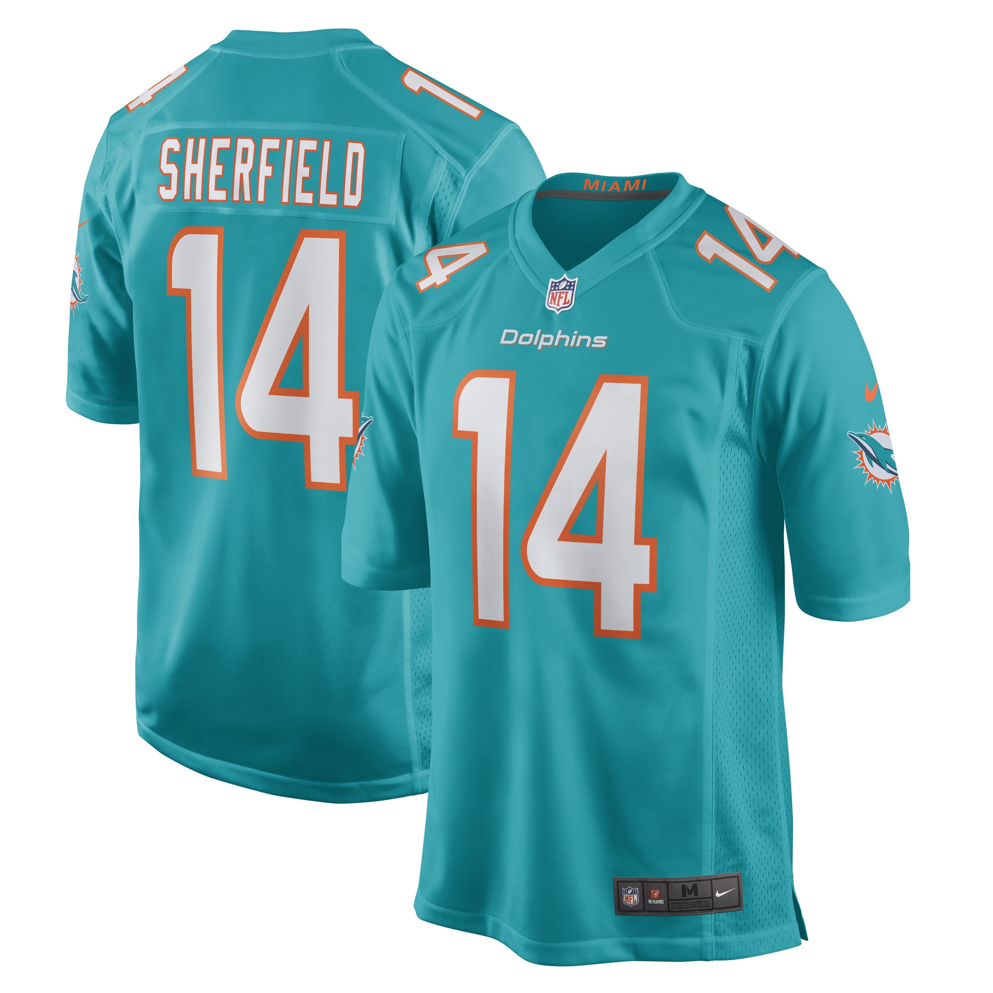 Men's Miami Dolphins Trent Sherfield Aqua Game Player Jersey Js3953