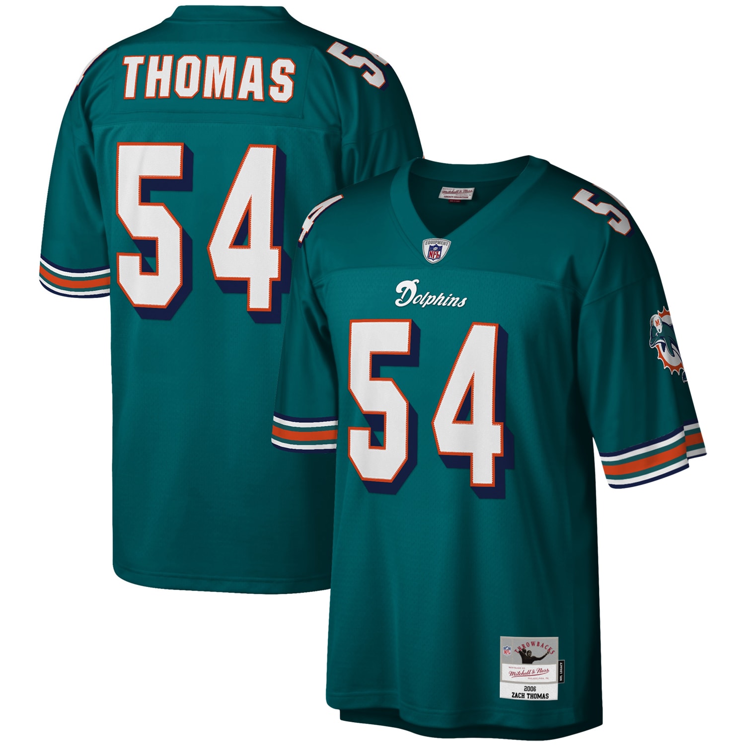 Men's Miami Dolphins Zach Thomas Mitchell & Ness Aqua Legacy Jersey Js4733