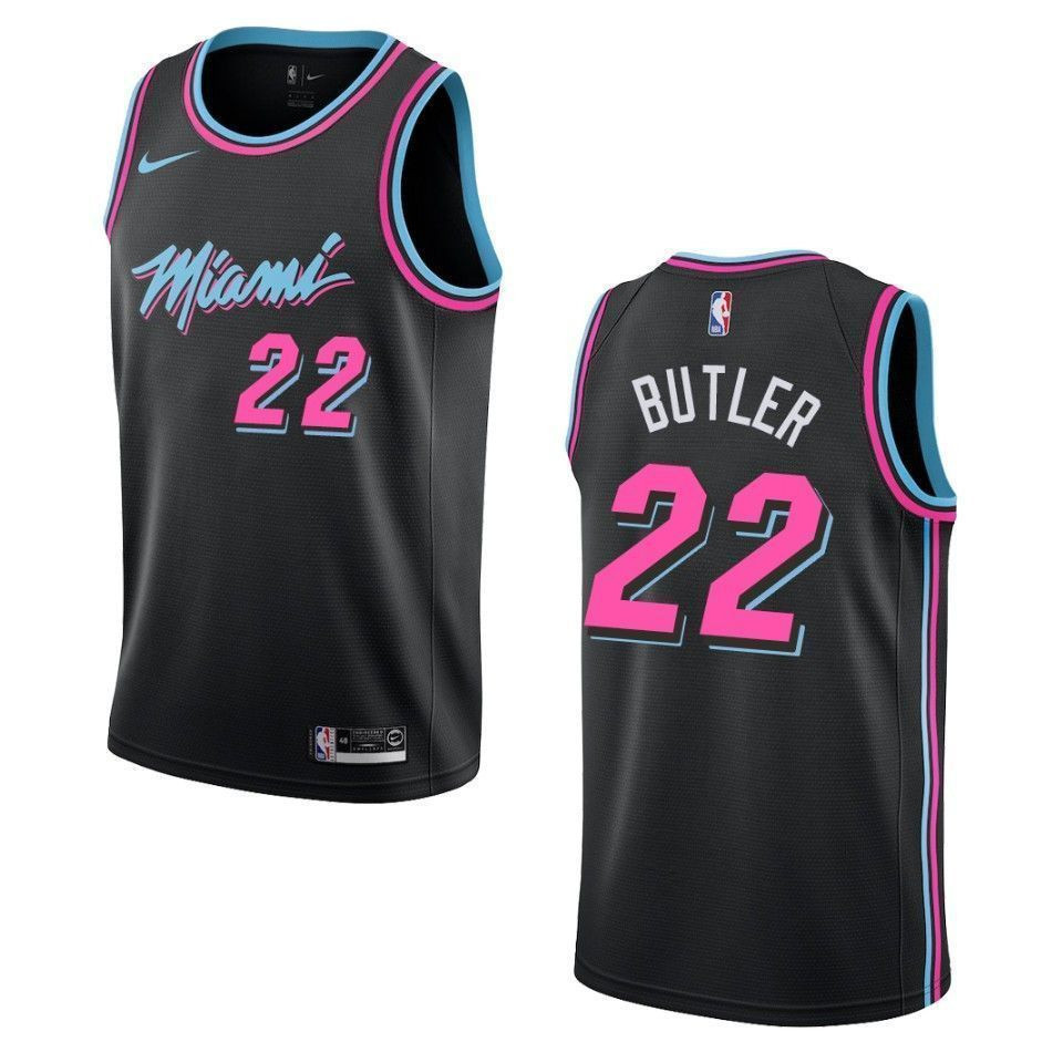 Men's Miami Heat 22 Jimmy Butler City Swingman Jersey - Black