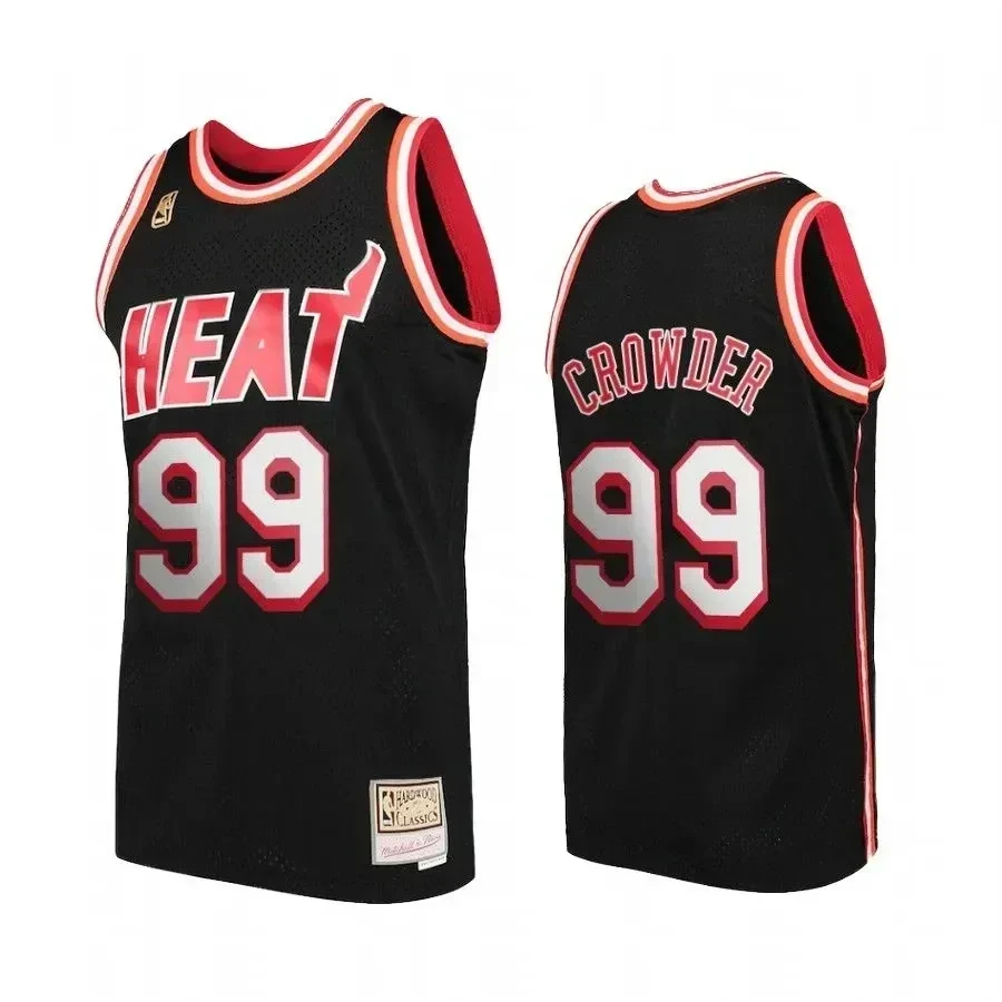 Men's Miami Heat Jae Crowder 99 Black Hardwood Classics Jersey