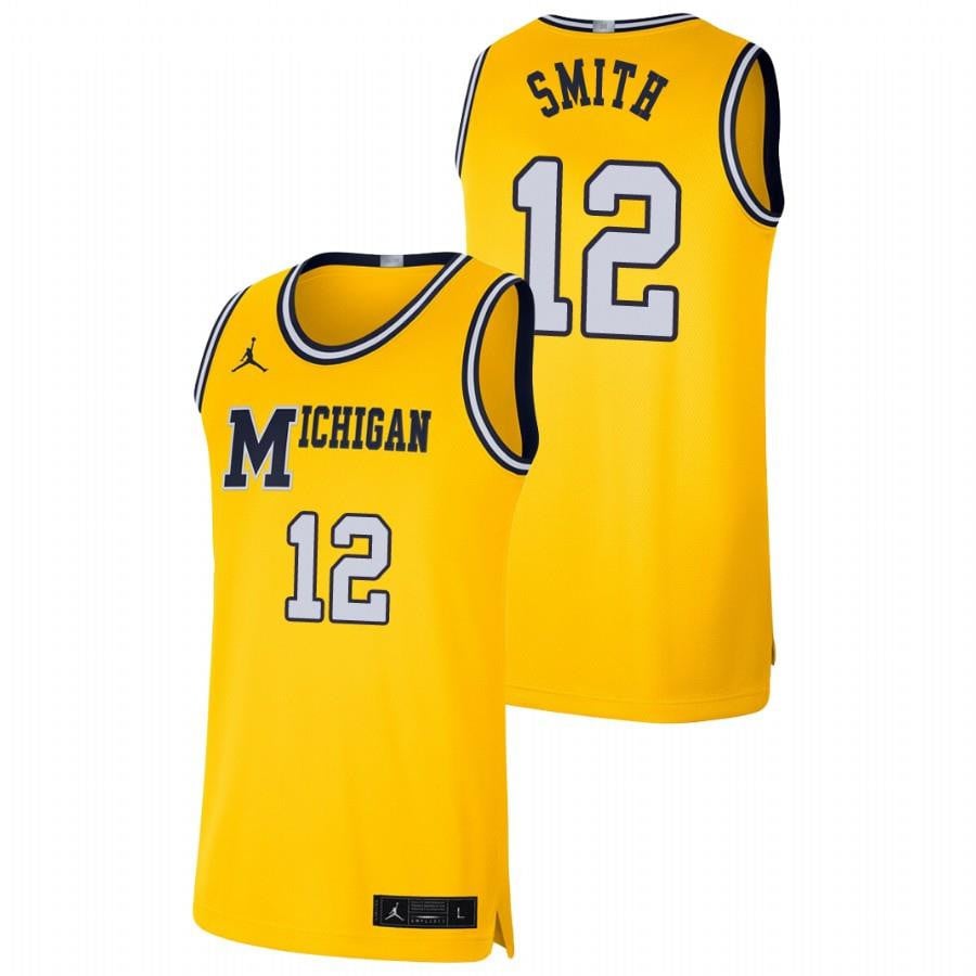 Men's Michigan Wolverines 12 Maize Mike Smith Basketball Retro Limited Jersey