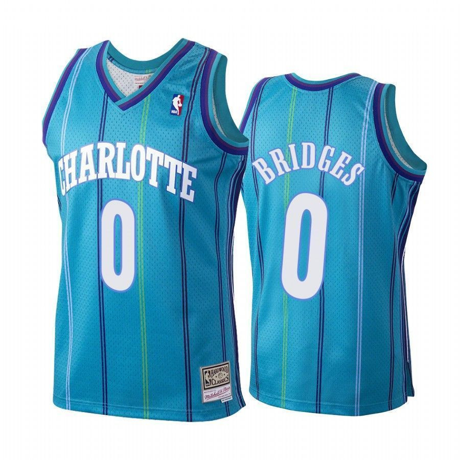 Men's Miles Bridges 0 Charlotte Hornets Hardwood Classics Jersey Teal