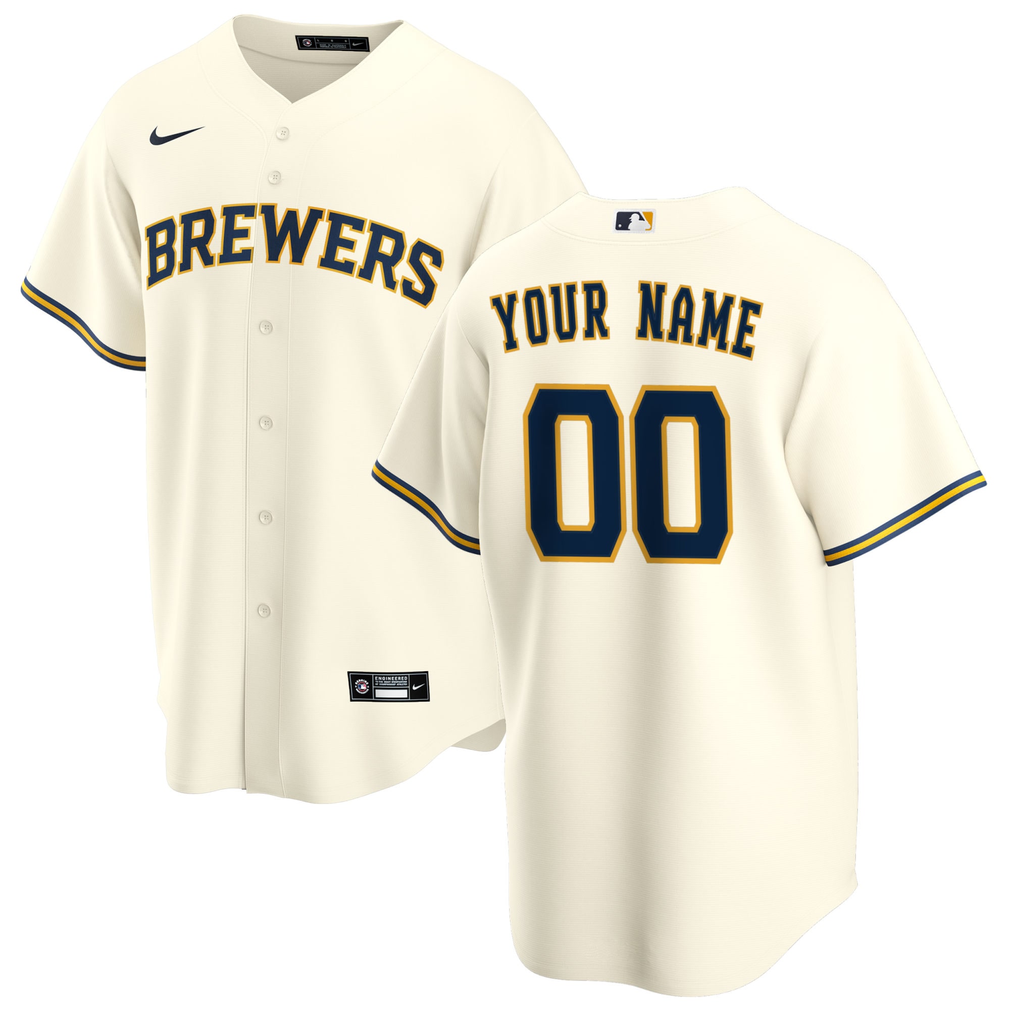 Men's Milwaukee Brewers Cream Home Custom Jersey