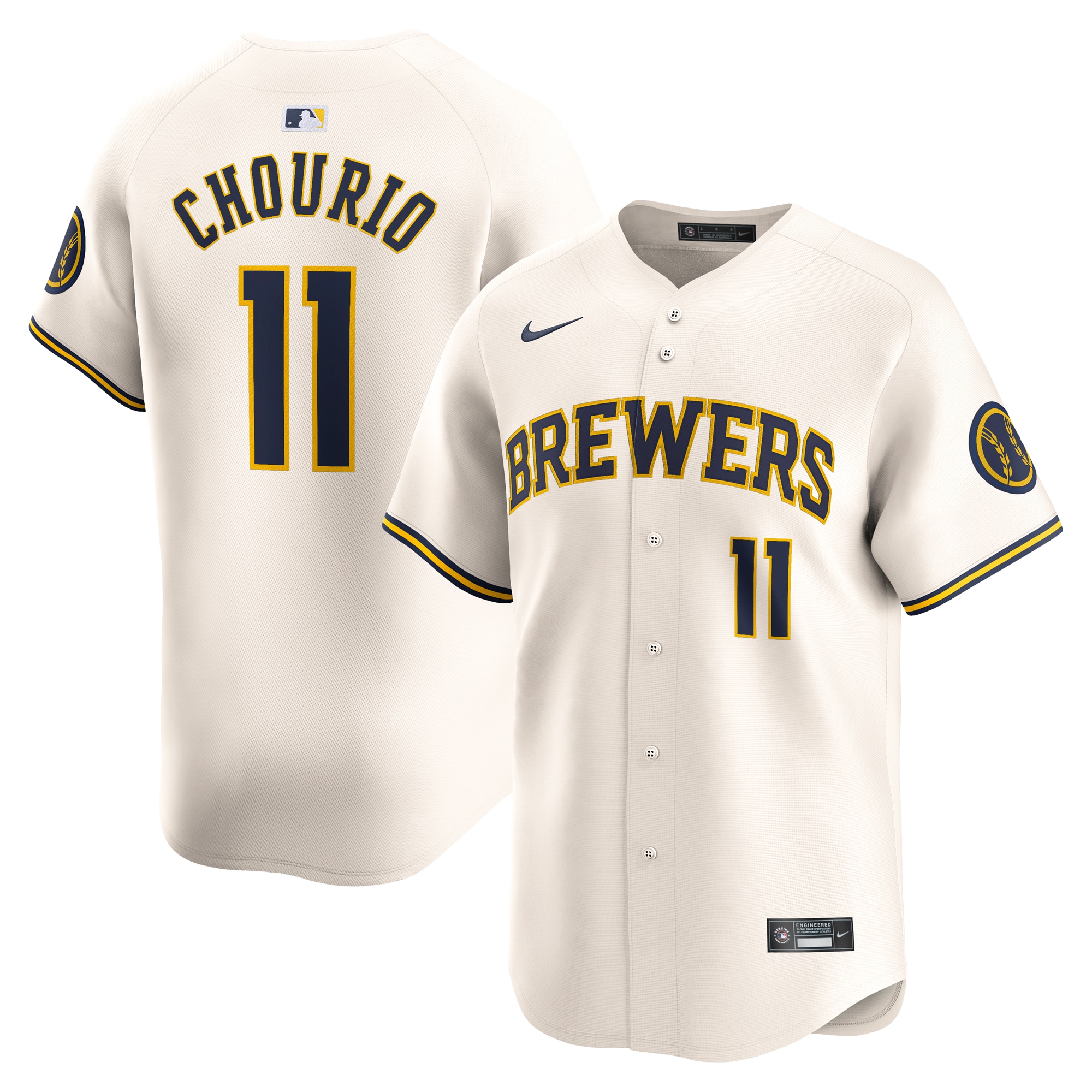Men's Milwaukee Brewers Jackson Chourio Cream Home Limited Player Jersey